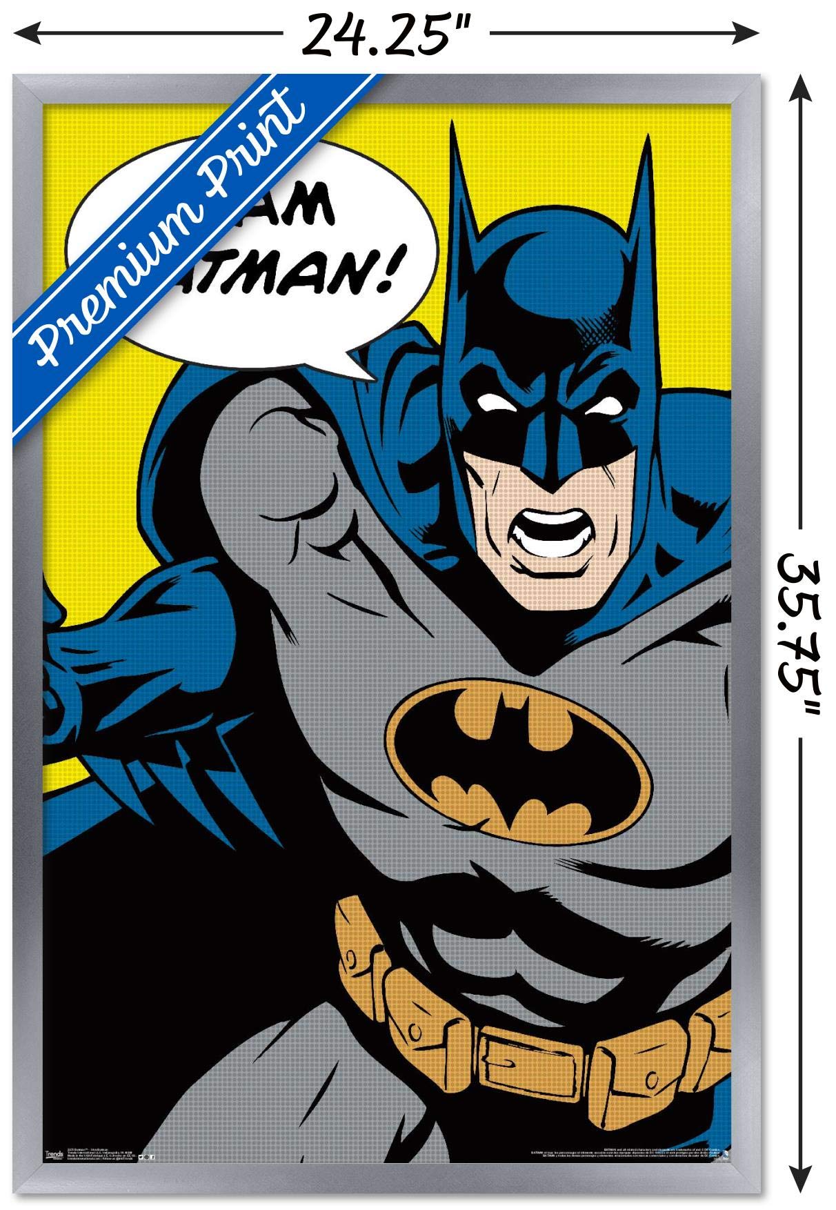 Trends International Dc Comics - Batman - I Am Batman Wall Poster, 22.375'' X 34'', Silver Framed Version