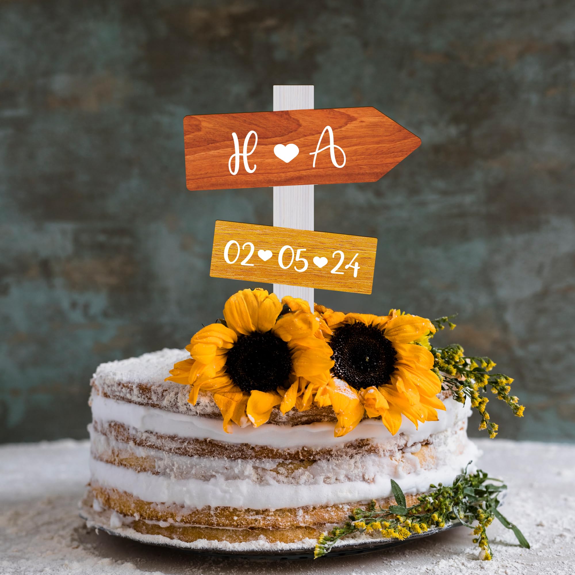 Party to Be Personalized Rustic Fall Wedding Cake Topper in Wood Custom Bride & Groom Names Initials Wedding Date Cake Decoratio