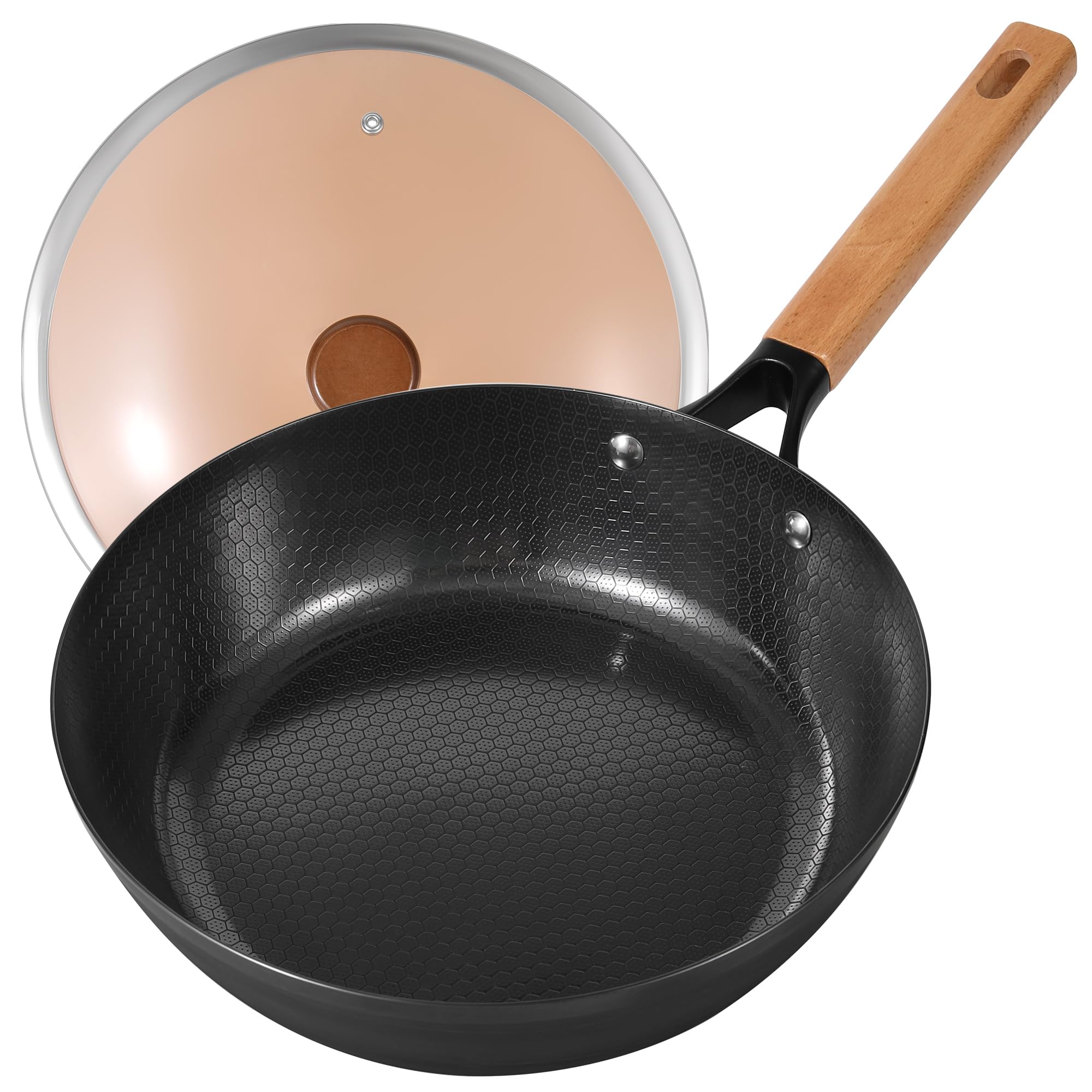 KoveCook 11Inch Carbon Steel Frying Pan with Lid