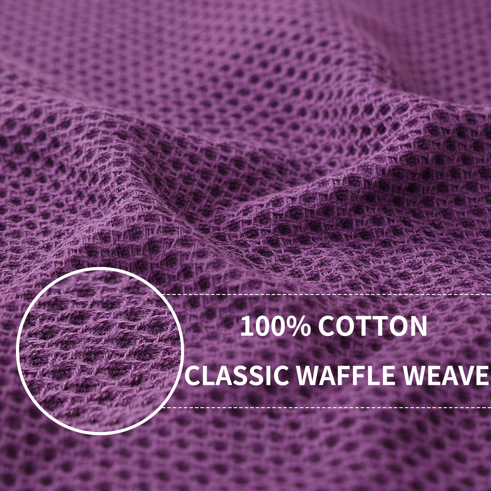 Homaxy 100% Cotton Waffle Weave Kitchen Dish Cloths, Ultra Soft Absorbent Quick Drying Dish Towels, 12 x 12 Inches, 12-Pack, Pur