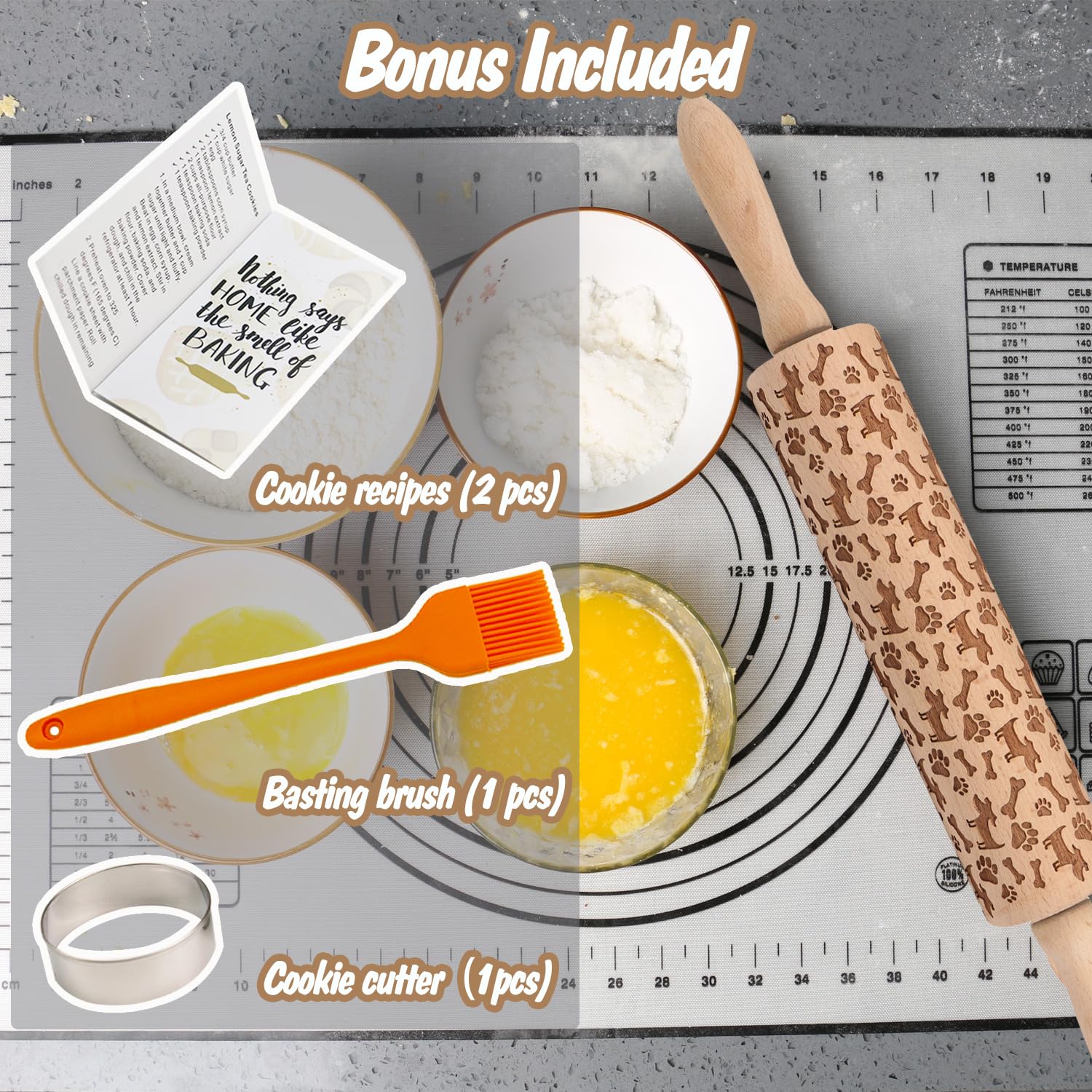 Embossed Rolling Pin For Baking Cookies Embossing Rolling Pins With Design Wooden Engraved Springerle Roller Pin Dough Animal Pa