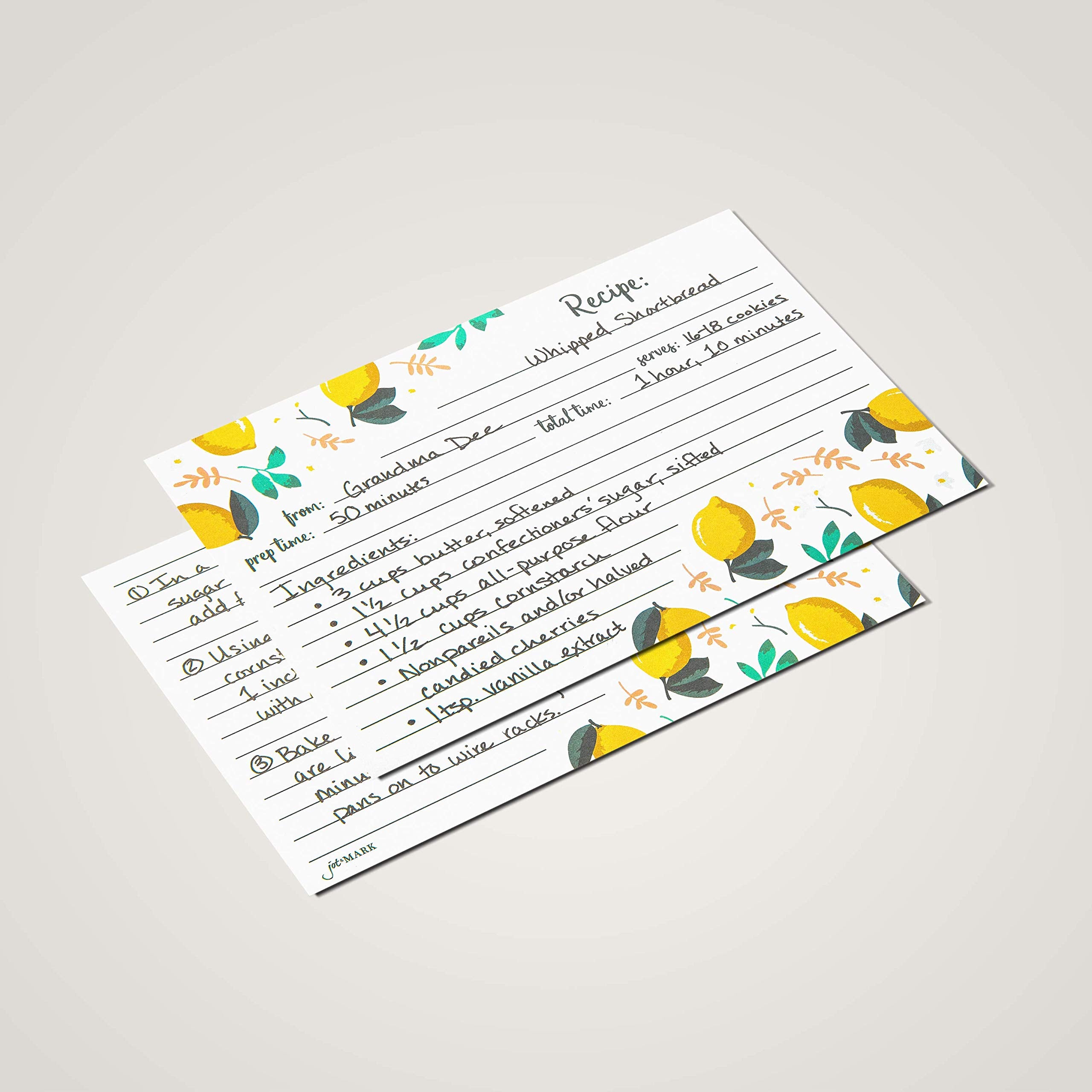 Jot &Amp; Mark Recipe Cards | Lemon Zest Print Double Sided 4-X-6-Inch Set Of 50