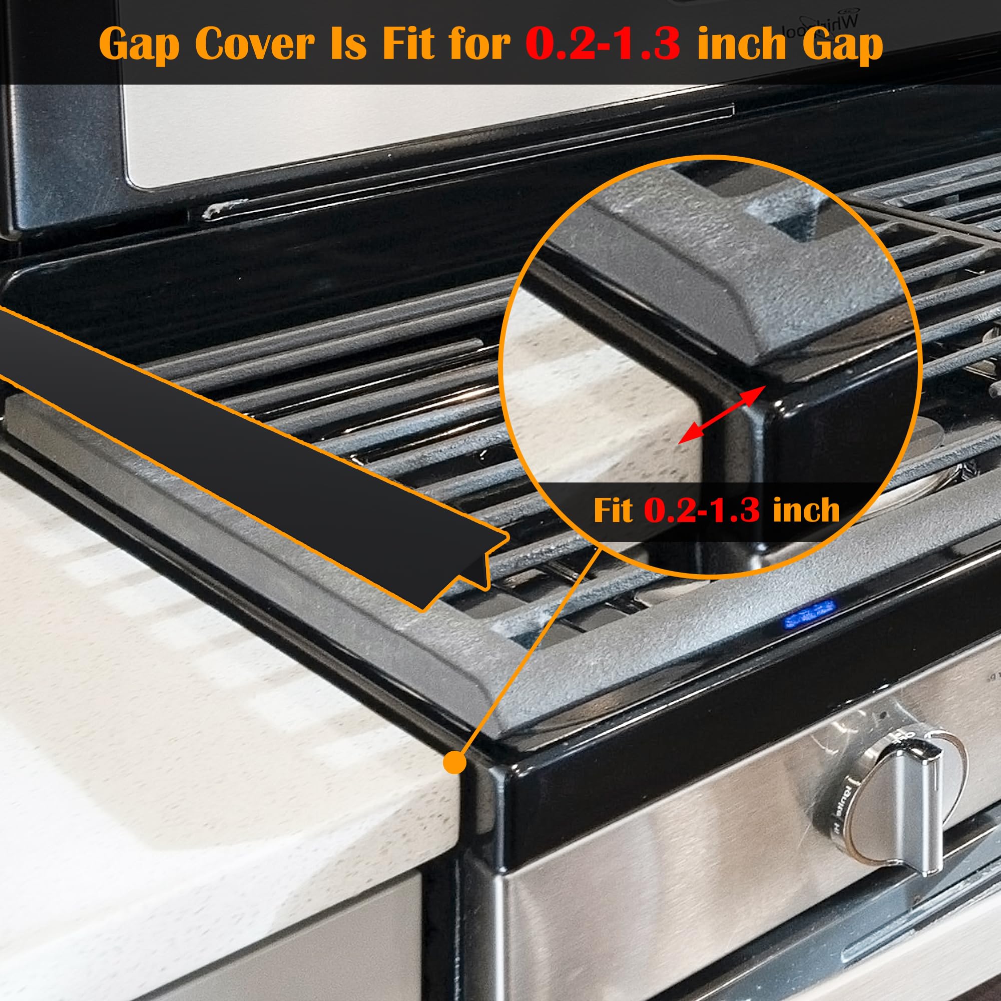 Silicone Stove Counter Gap Cover / Filler By Kindga 25'' Long, Sealing Spills Between Kitchen Appliances Washing Machine And Sto