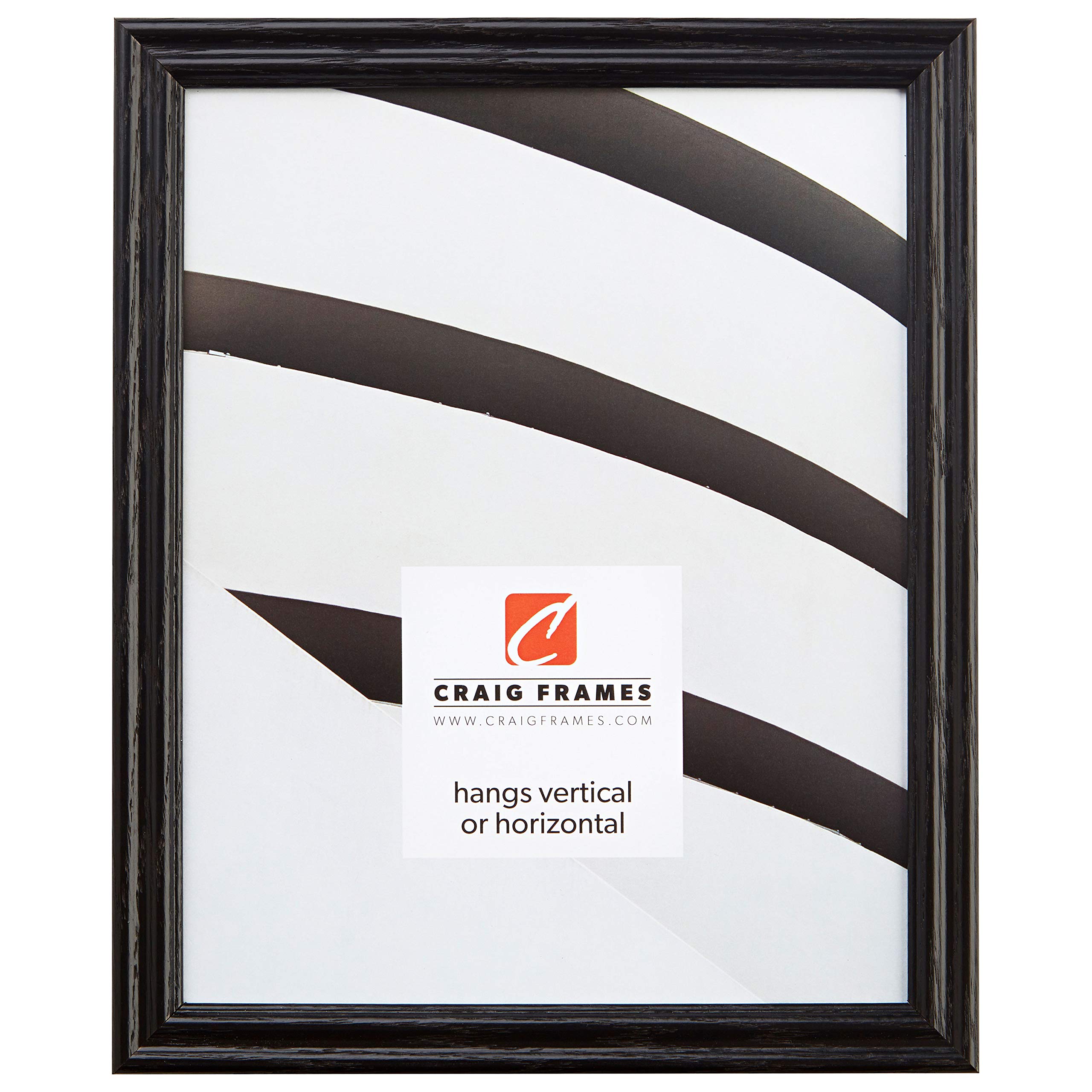 Craig Frames 200ASHBK 16 by 20-Inch Picture Frame, Wood Grain Finish, 0.75-Inch Wide, Black