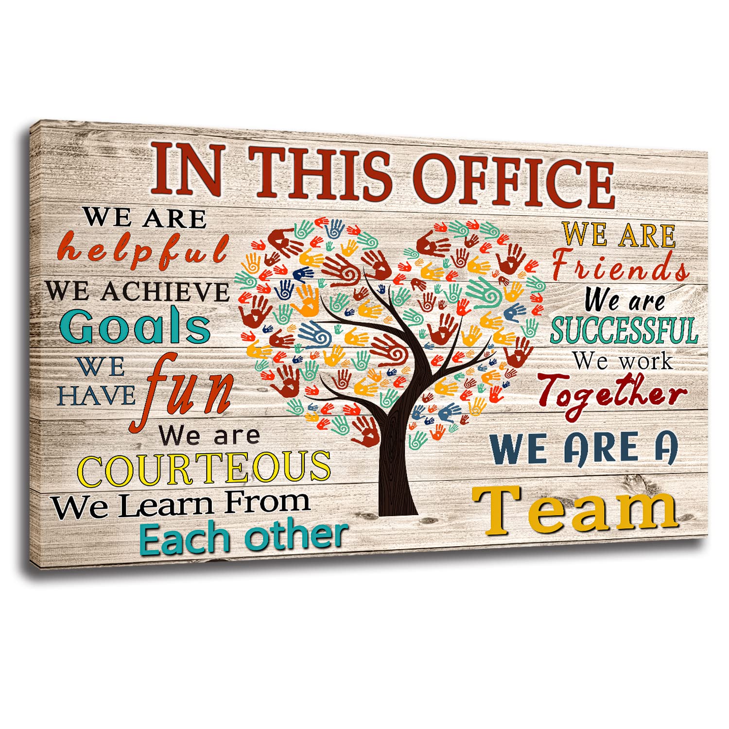 Whaomiot In This Office We Are A Team Inspirational Wall Art Positive Modern Decor Poster Canvas Print 24X16 Inch Frame Ready To