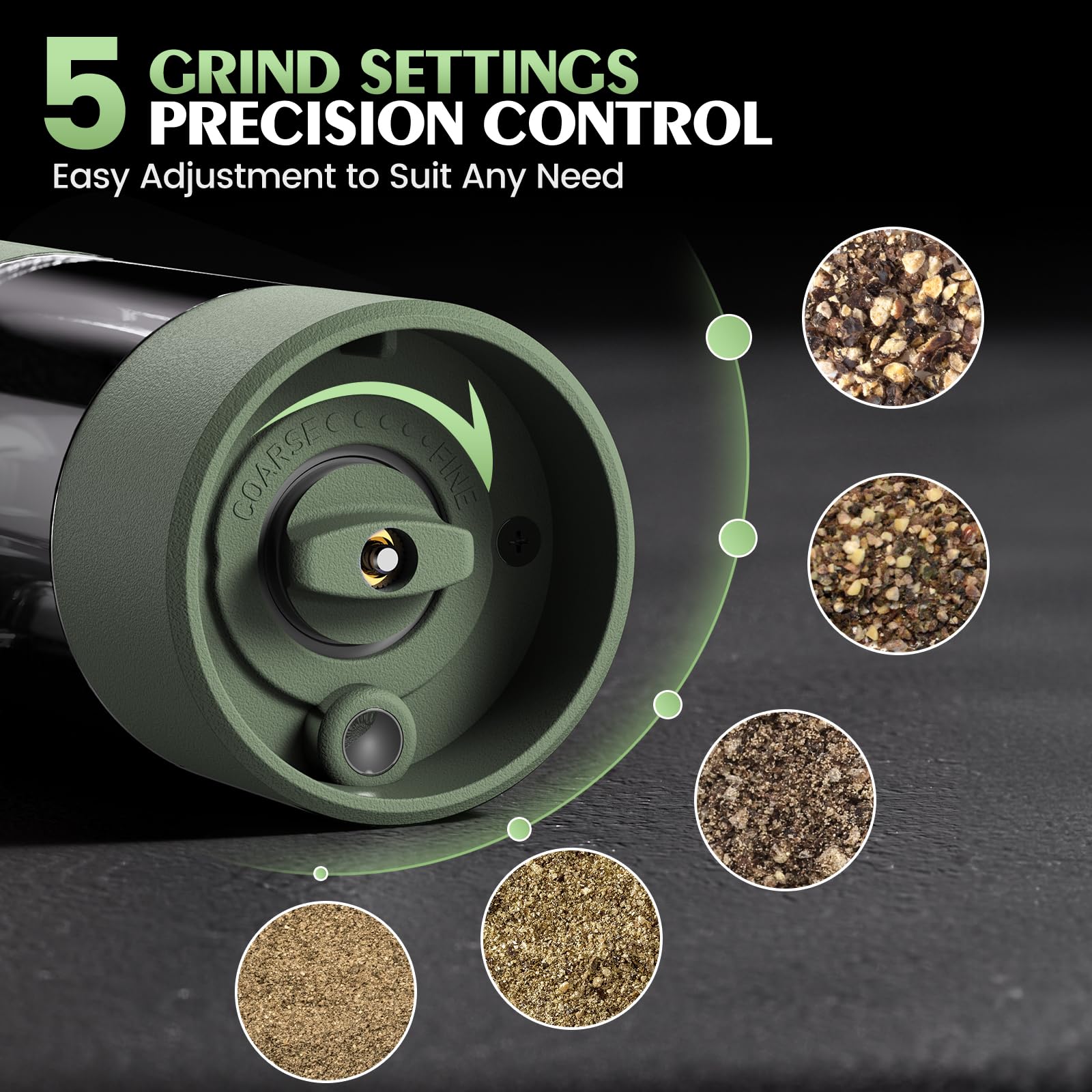 Salt and Pepper Grinder Set Mom Christmas Gifts, Electric Automatic Green Salt Pepper Shakers Home Kitchen Gadgets for New Home,