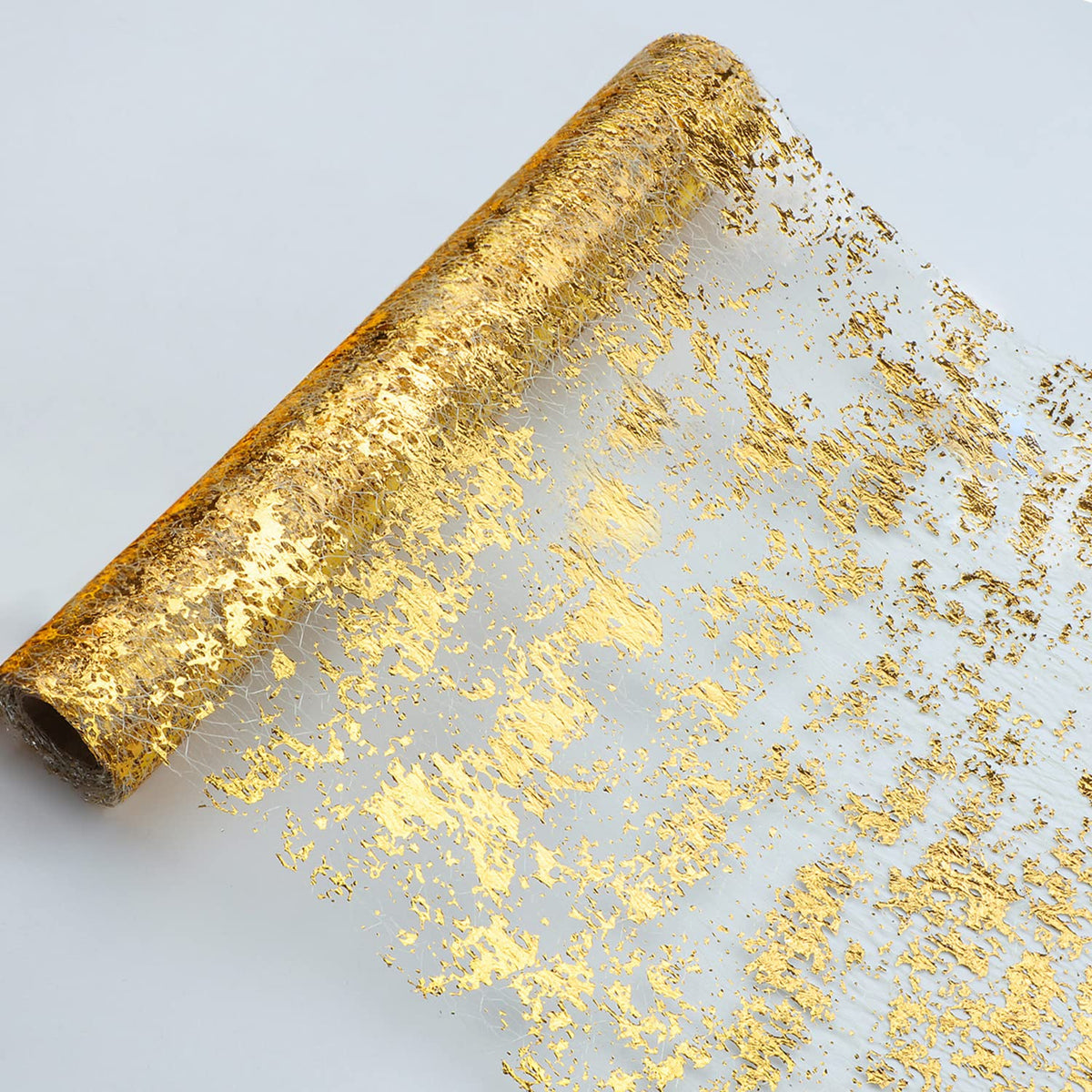Snowkingdom Glitter Metallic Gold Table Runner 11 Inch X 49 Feet Inches Thin Mesh Sparkle Table Runner Roll Table Decorations Fo