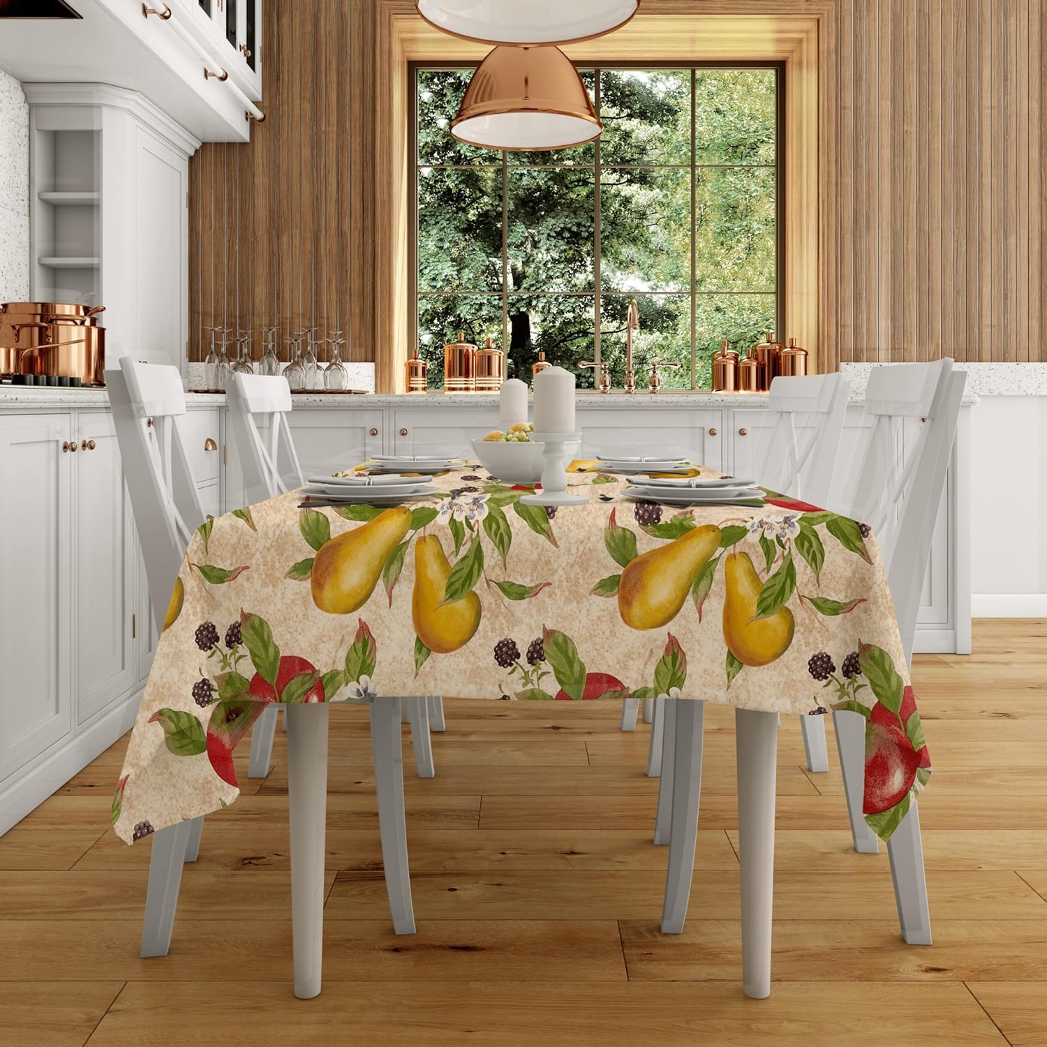 Everyday Luxuries Waterproof Oblong Tablecloth 60 X 84 Inch Stain And Wrinkle Resistant | Decorative 3.6 Gauge Everyday Fruits V