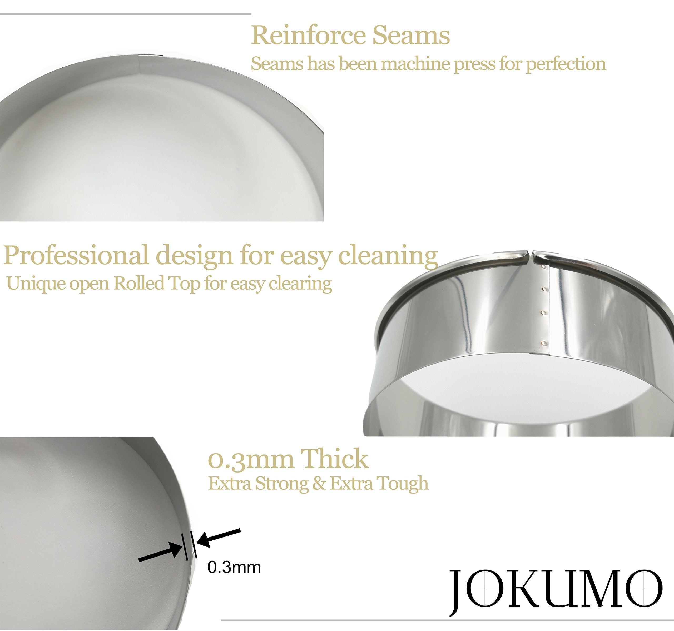 Jokumo 12 Piece Plain Round Pastry/Cookie Cutter Set Heavy Duty Commercial Grade 18/8 304 Stainless Steel - Metal Marked Size -