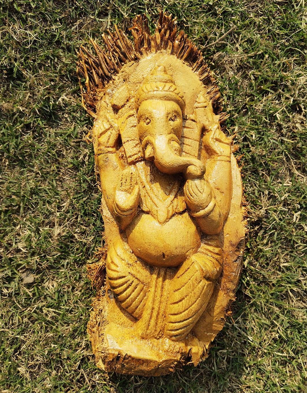 Das Departmental Store Sculpture Of Bamboo Root Carving Lord Ganesh Idol For Home & Office Decoration From