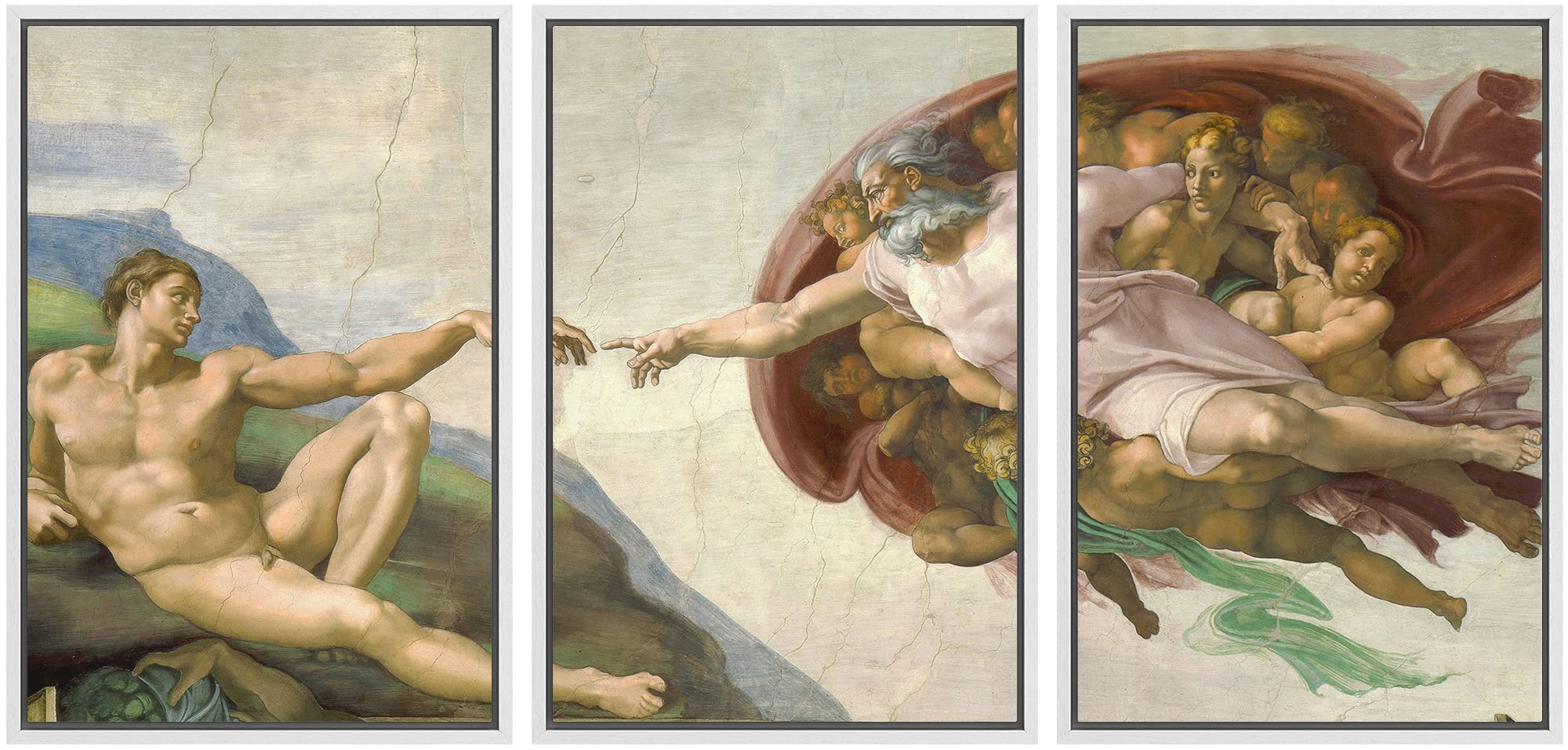 Wall26 Framed Canvas Print Wall Art Set Creation Of Adam By Michelangelo Cultural Historic Oil Painting Fine Art Reproduction Sc