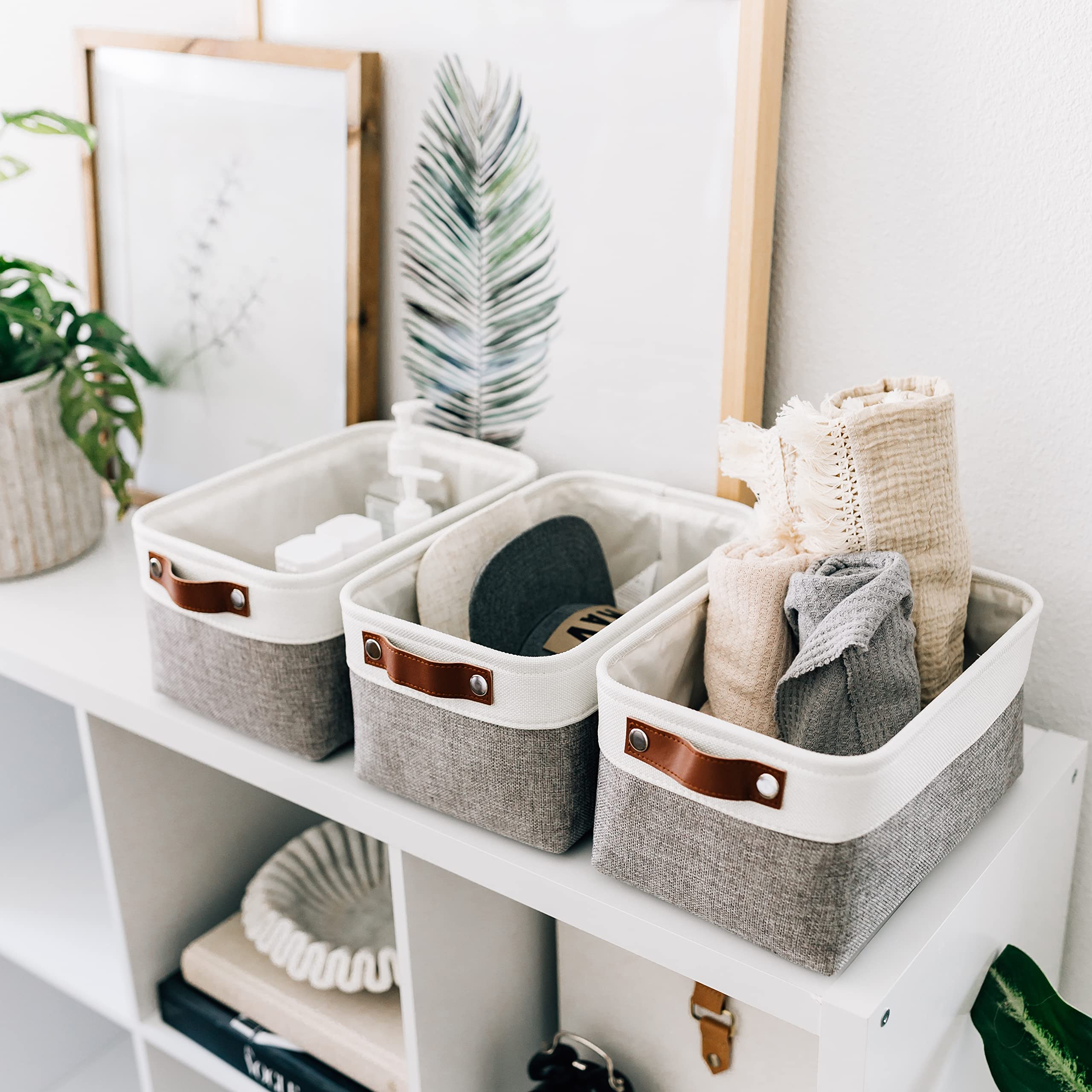 Organihaus Small Fabric Storage Bins For Shelves 6 Pack | 12X8In Closet Storage Bins For Shelves | Cloth Baskets For Organizing