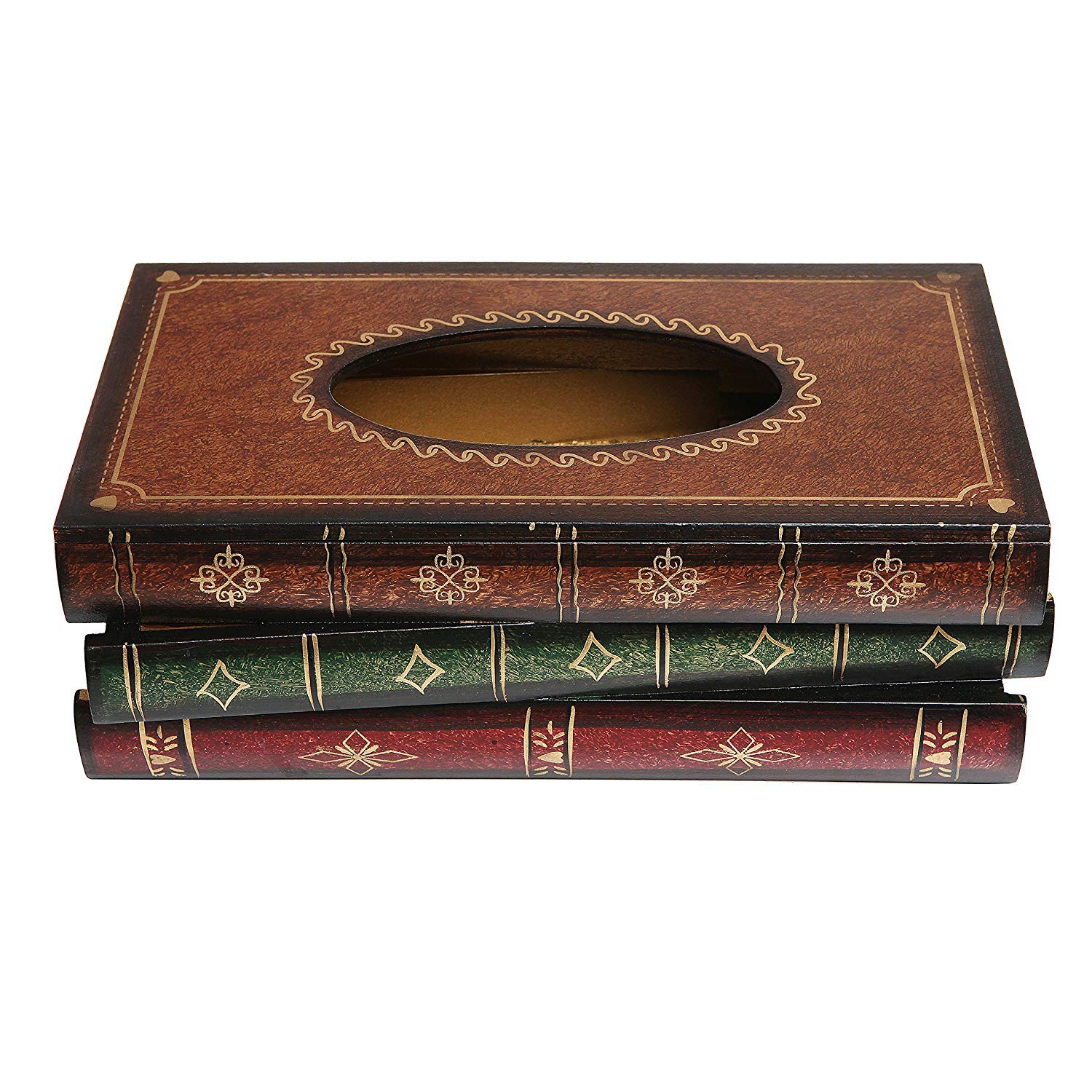 Nfashionso Antique Book Design Wood Bathroom Facial Tissue Dispenser Box Cover/Novelty Napkin Holder
