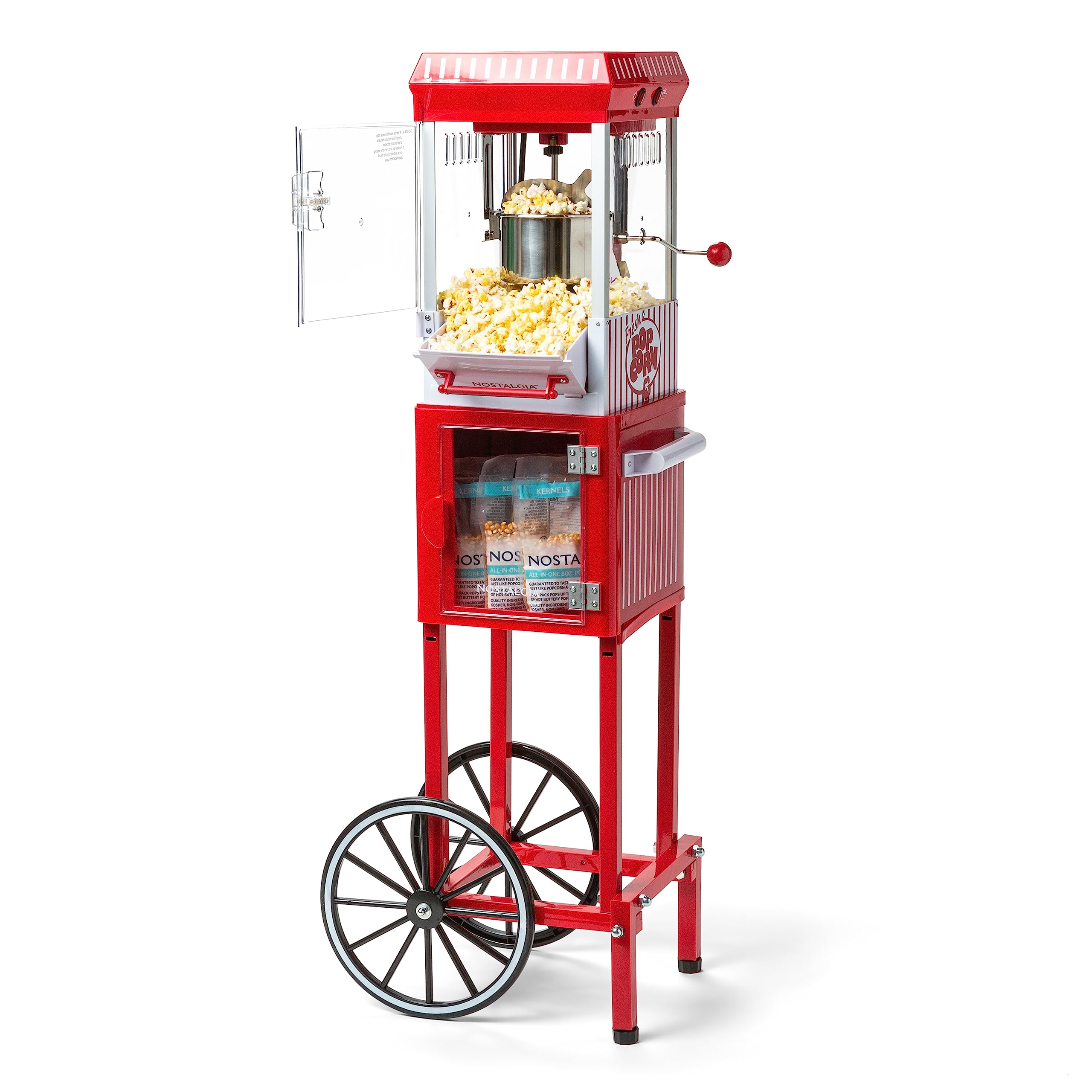 Nostalgia Popcorn Maker Machine - Professional Cart With 2.5 Oz Kettle Makes Up To 10 Cups - Vintage Popcorn Machine Movie Theat