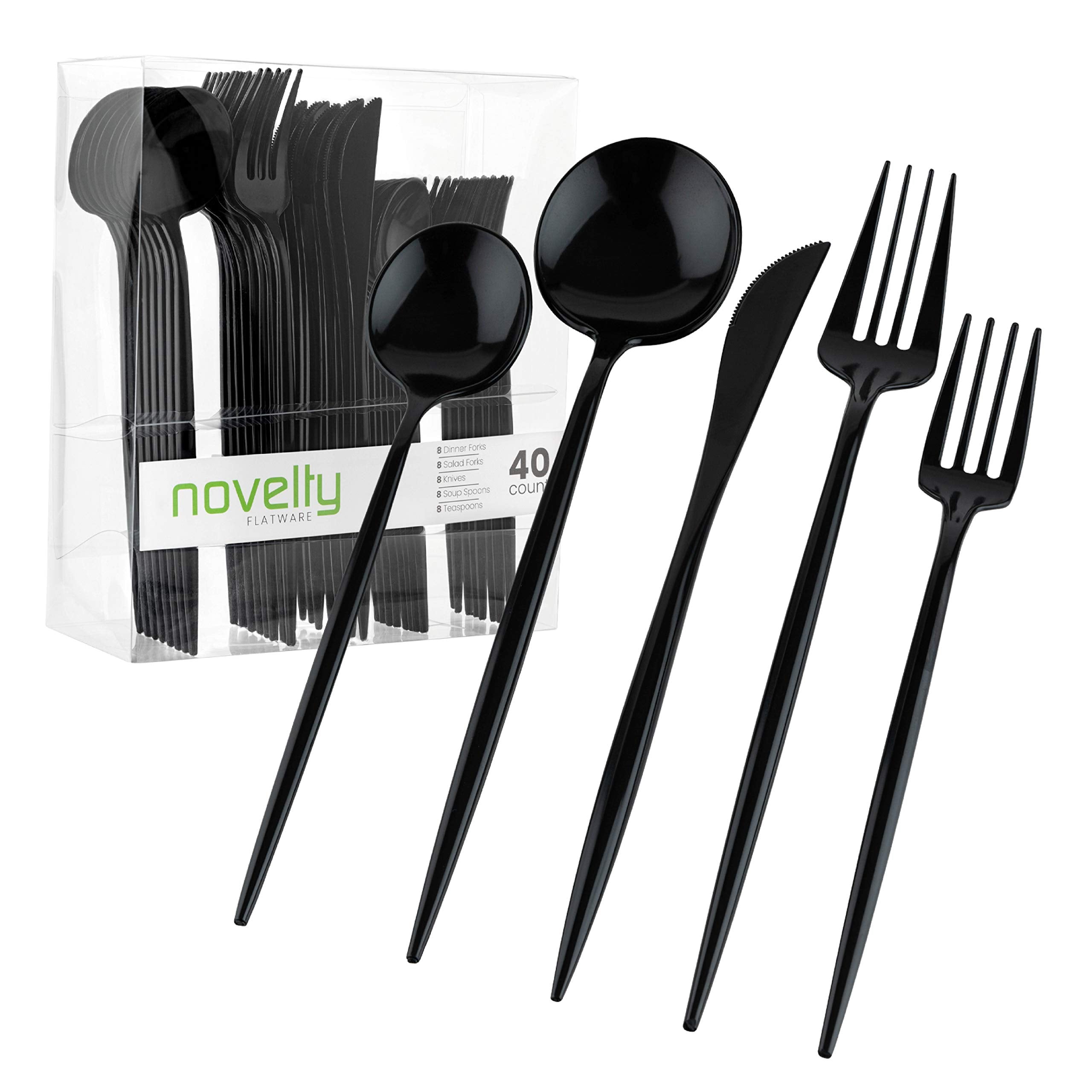 Novelty Modern Flatware Cutlery Combo Set (Black  40)
