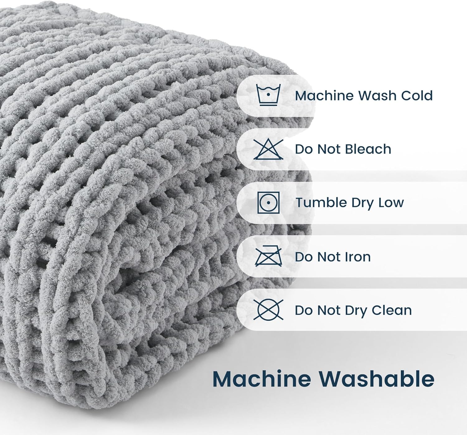 Handmade Washable Velvet Knit Throw Blanket for Couch & Bed - Gray