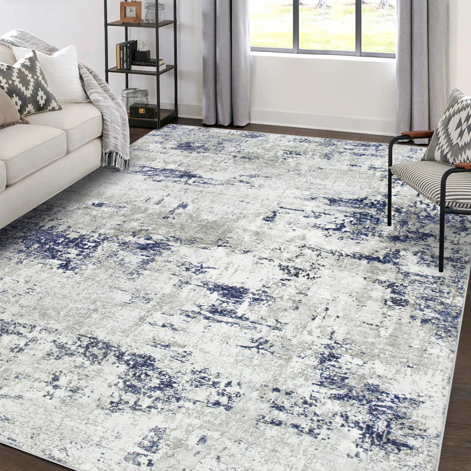 Area Rugs 6x9 Living Room: Large Modern Abstract Washable Rug Soft Anti-Skid Non-Shedding Carpet Indoor Floor Thin Carpets for B