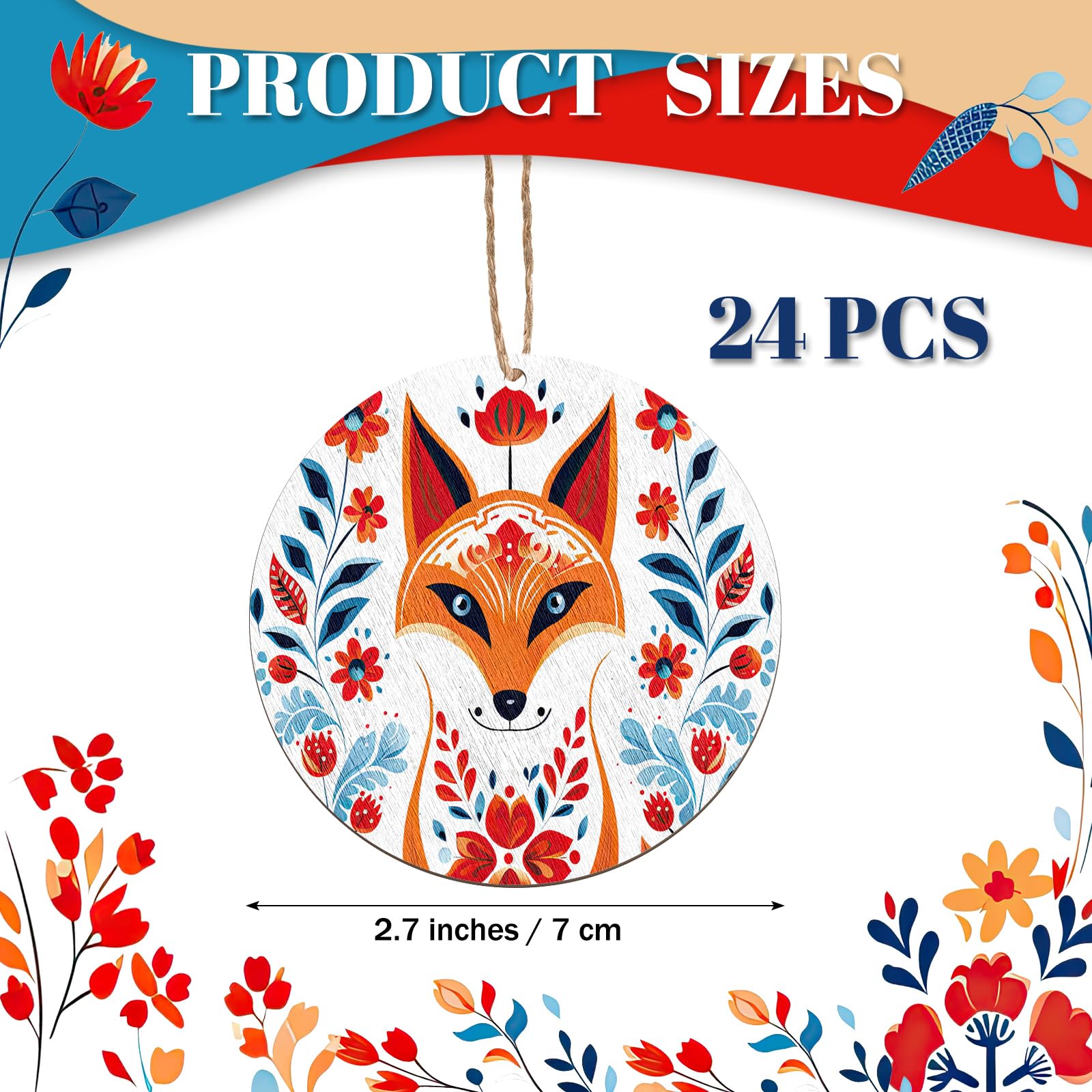 Cinnvoice 24 Pcs Scandinavian Folk Style Christmas Ornament Scandinavian Folk Ornament Bundle Swedish Norwegian Christmas Orname