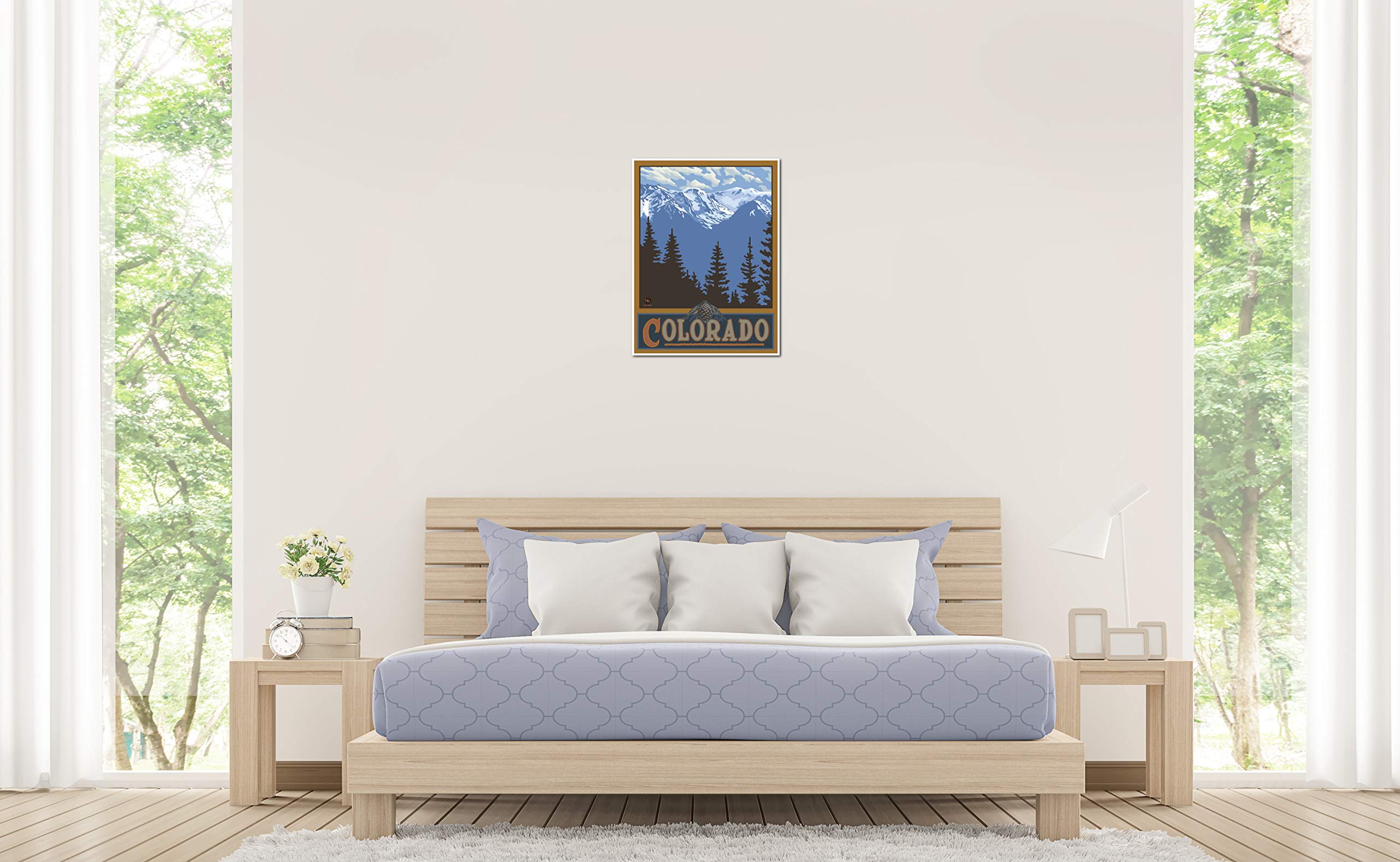 Colorado Snowy Mountain Ridges Giclee Art Print Poster From Travel Artwork By Artist Paul A. Lanquist 18'' X 24''