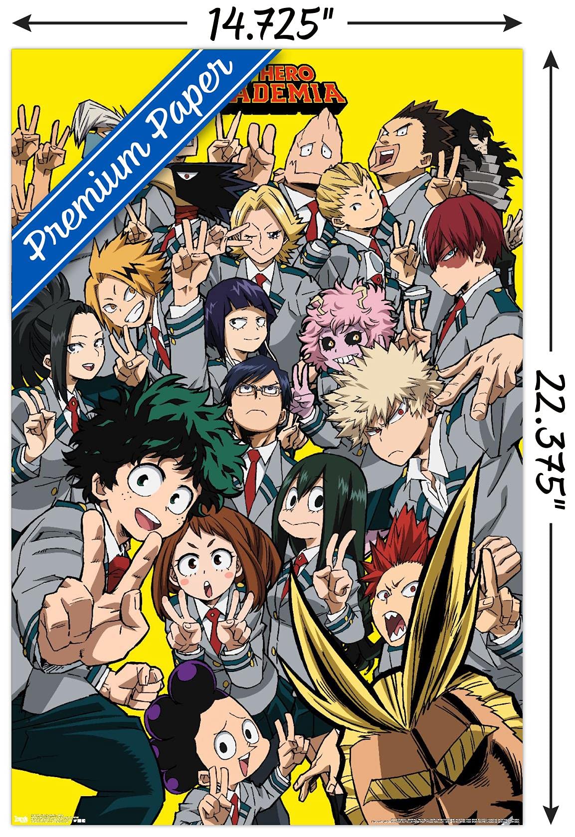 Trends International My Hero Academia - Selfie Wall Poster, 14.725'' X 22.375'', Premium Poster & Mount Bundle