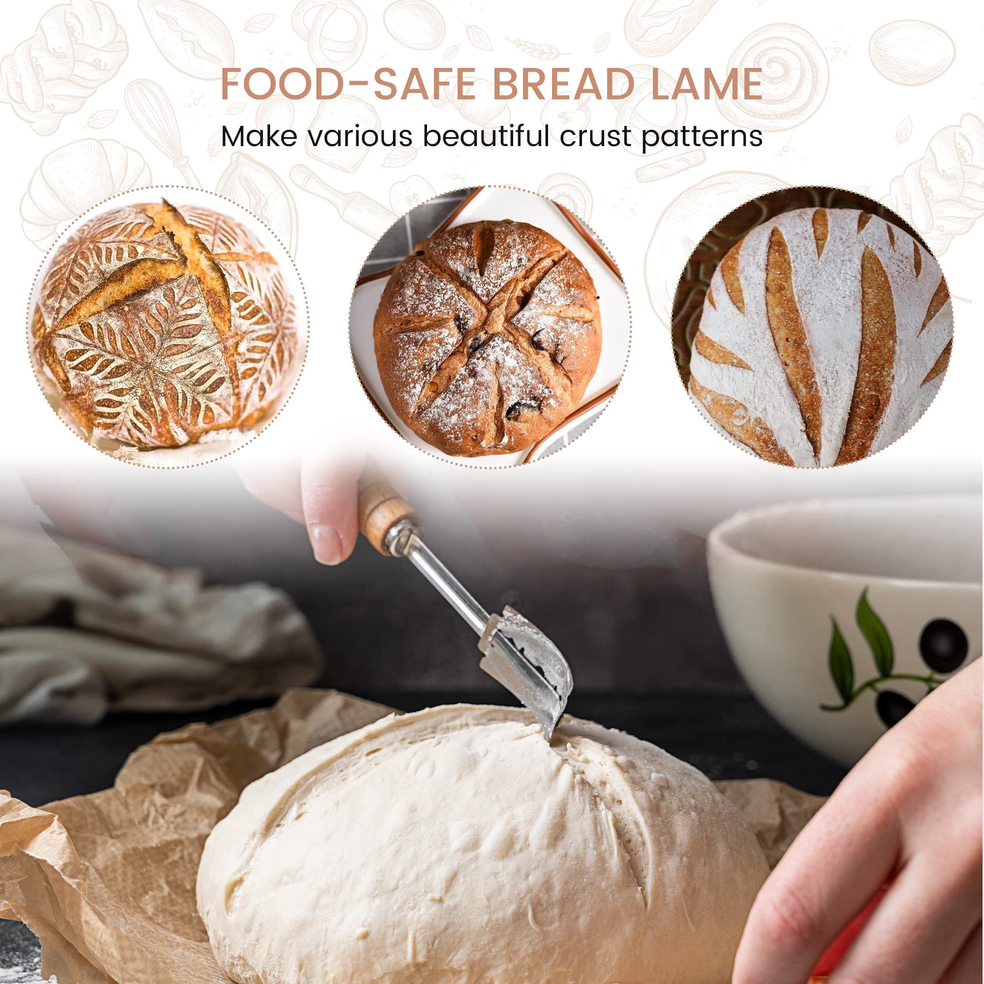 Komiikka Bread Proofing Baskets Set Of 2, Sourdough Bread Making Supplies Starter Kit, Bread Making Tools, Proofing Basket For B