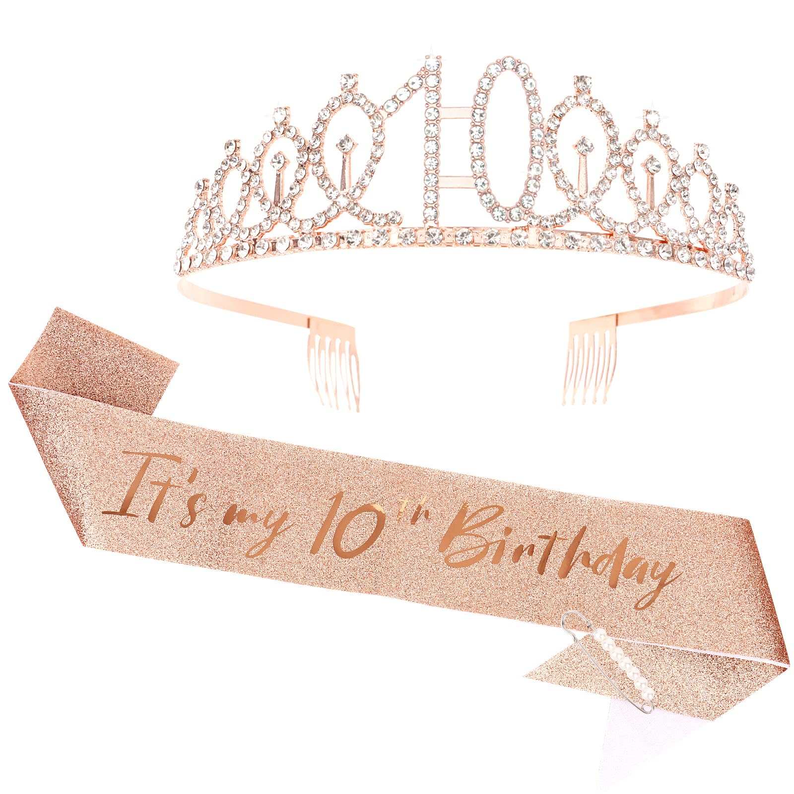 Casoty 70th Birthday Sash and Tiara, 70th Birthday Decorations for Women, 70 & FABULOUS Sash and Crown Set, Party Supplies for W