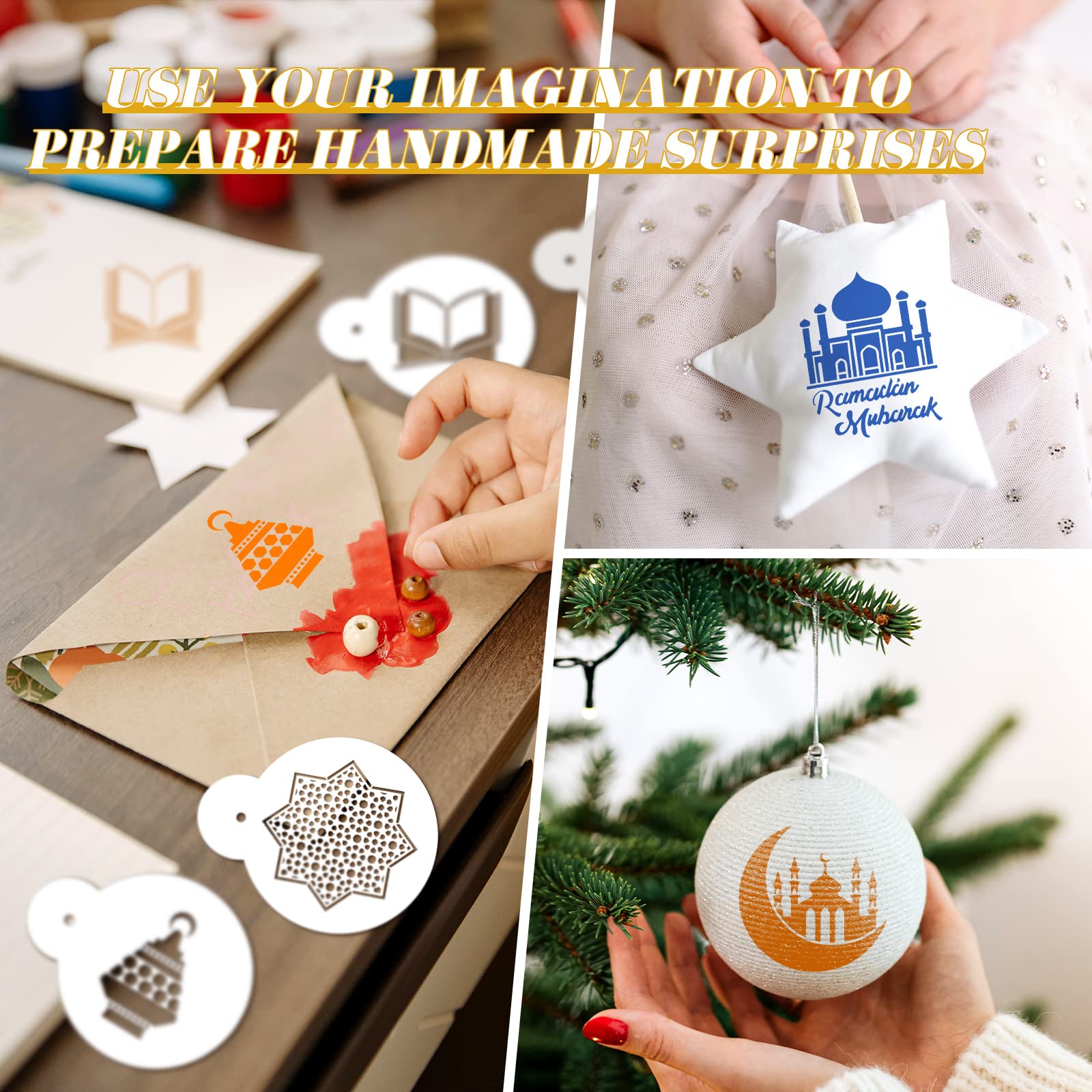 30 Pcs Eid Mubarak Cookie Stencil Set Ramadan Coffee Stencils Eid Ramadan Coffee Decorating Stencils Reusable Cake Cookies Bakin