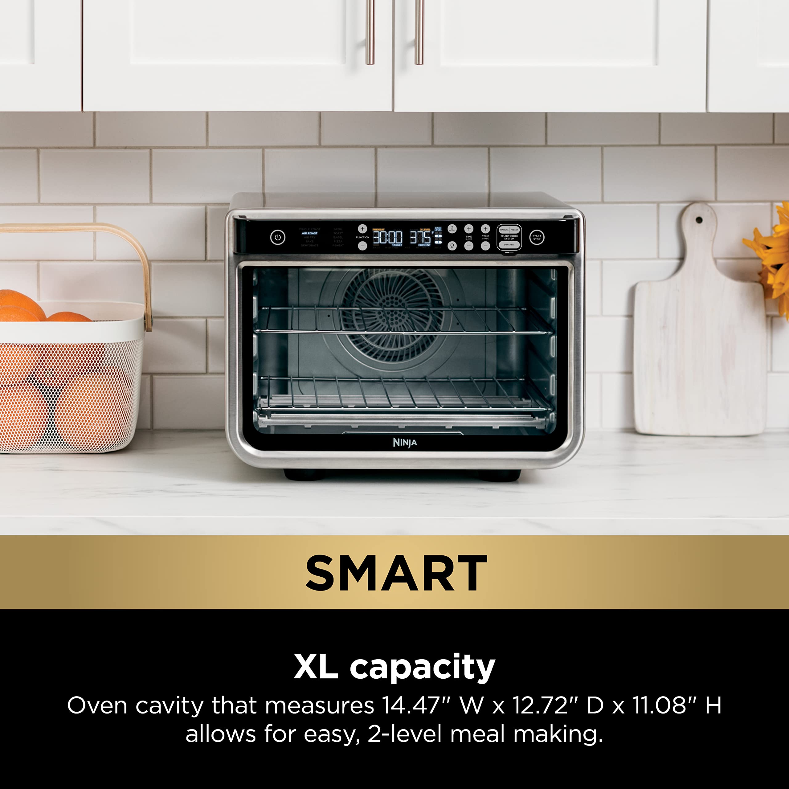 Ninja Dt251 Foodi 10-In-1 Smart Xl Air Fry Oven, Bake, Broil, Toast, Roast, Digital Toaster, Thermometer, True Surround Convecti