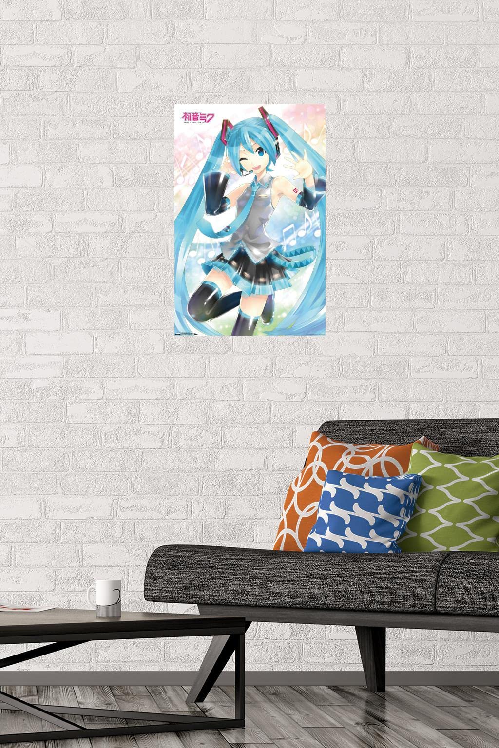 Trends International Hatsune Miku - Waving Wall Poster, 14.725'' X 22.375'', Premium Unframed Version
