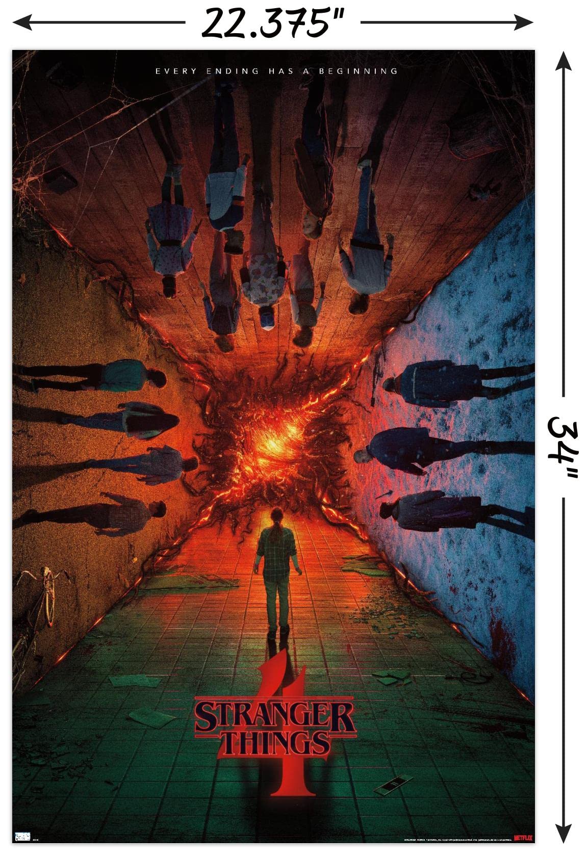 Trends International Netflix Stranger Things: Season 4 - Group Teaser One Sheet Wall Poster, 22.375'' X 34'', Unframed Version