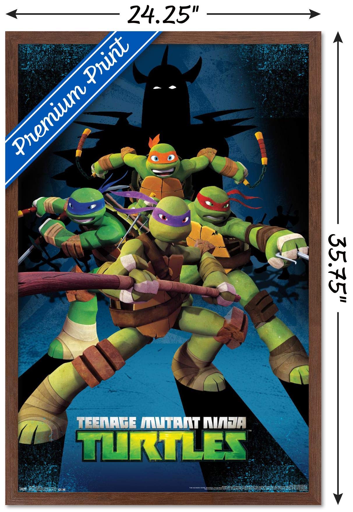 Trends International Nickelodeon Teenage Mutant Ninja Turtles - Assemble Wall Poster, 22.375'' X 34'', Mahogany Framed Version