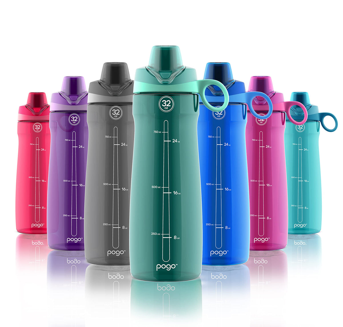 Pogo Bpa-Free Plastic Water Bottle With Chug Lid, 32 Oz, Quetzal Teal