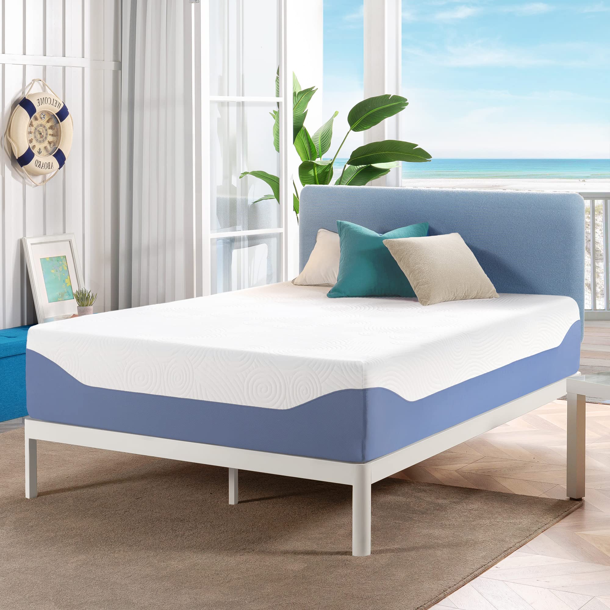 Mellow 14 Inch Cooling Gel-Infused Memory Foam Bed Mattress, Medium Firm Sleep And Breathable Fabric Cover, Twin , Mattress In A