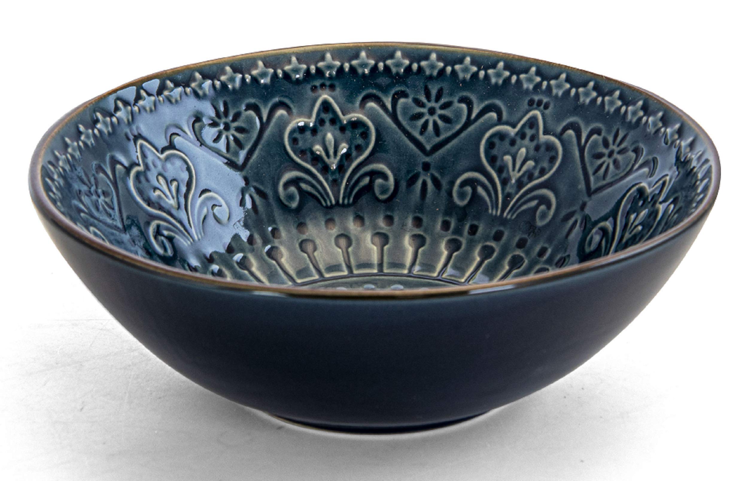 Elama Deepsea Mozaic 16 Piece Round Stoneware Dinnerware Set in Sea Blue