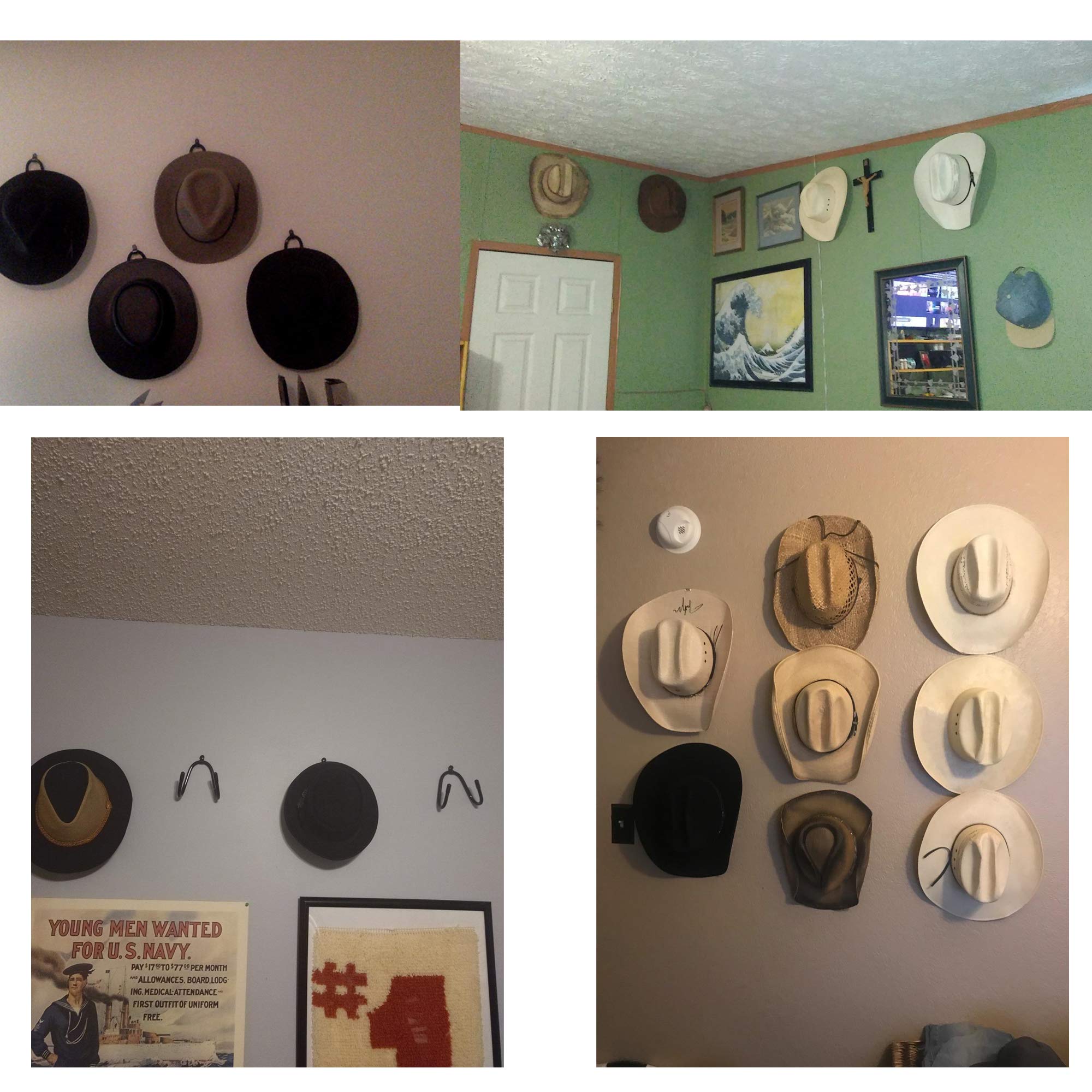 YYST Cowboy Hat Rack Hat Holder Hat Organizer Hat Wall Mount - 4/PK No Hat