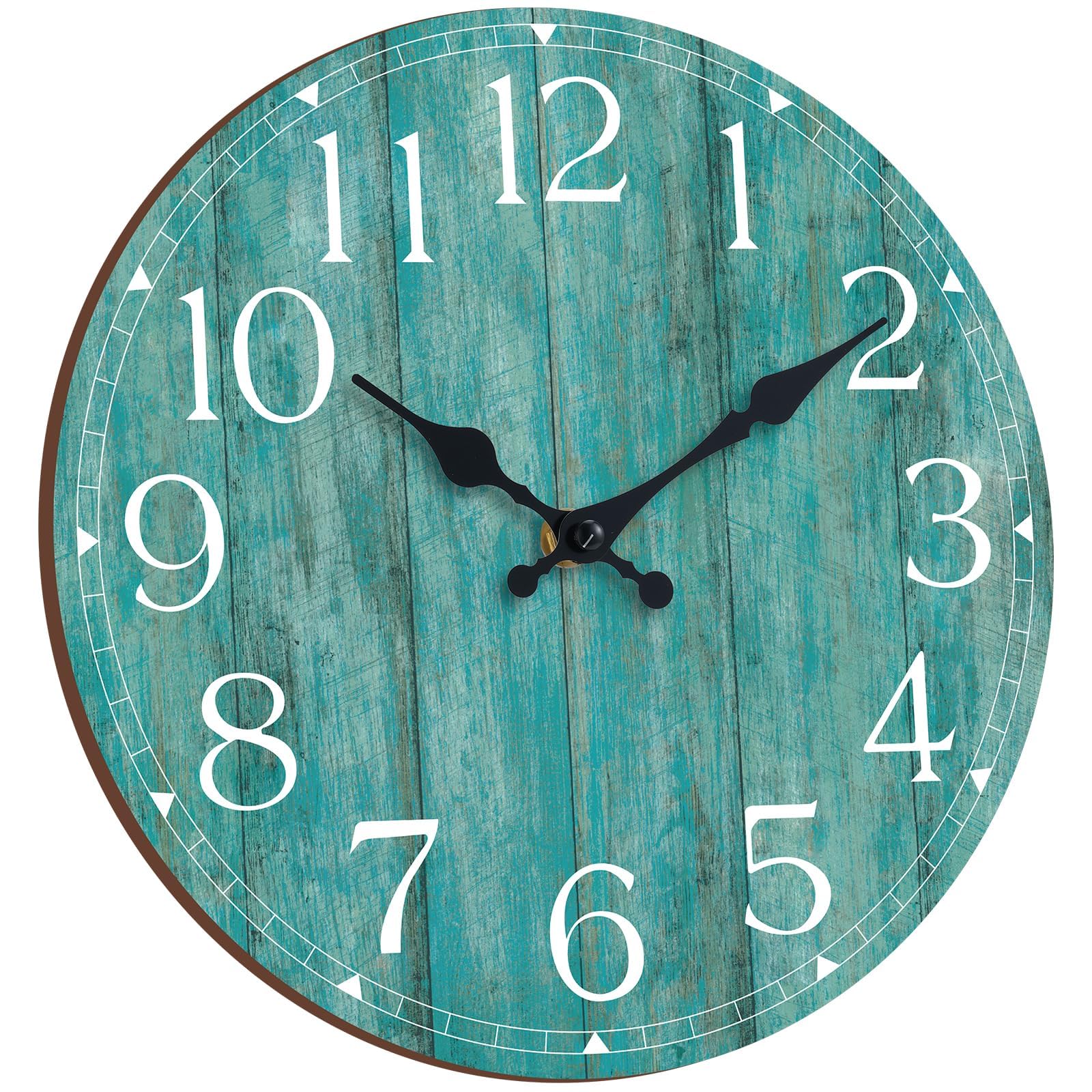Hylanda 12 Inch Wall Clock - Teal Kitchen Accessories And Decor - Green Wall Clocks Battery Operated Silent Non-Ticking - Turquo