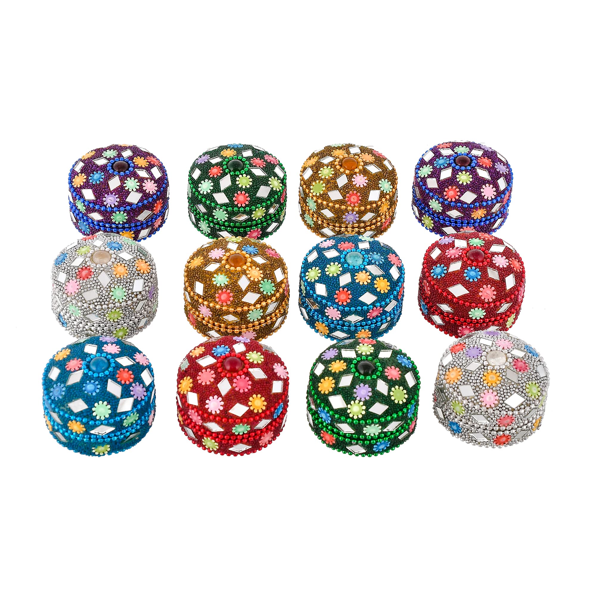 Craftam Aluminum Lakh Sindoor Boxe, Kumkum Box Bharani Wedding Return Gifts (Set Of 12), Round