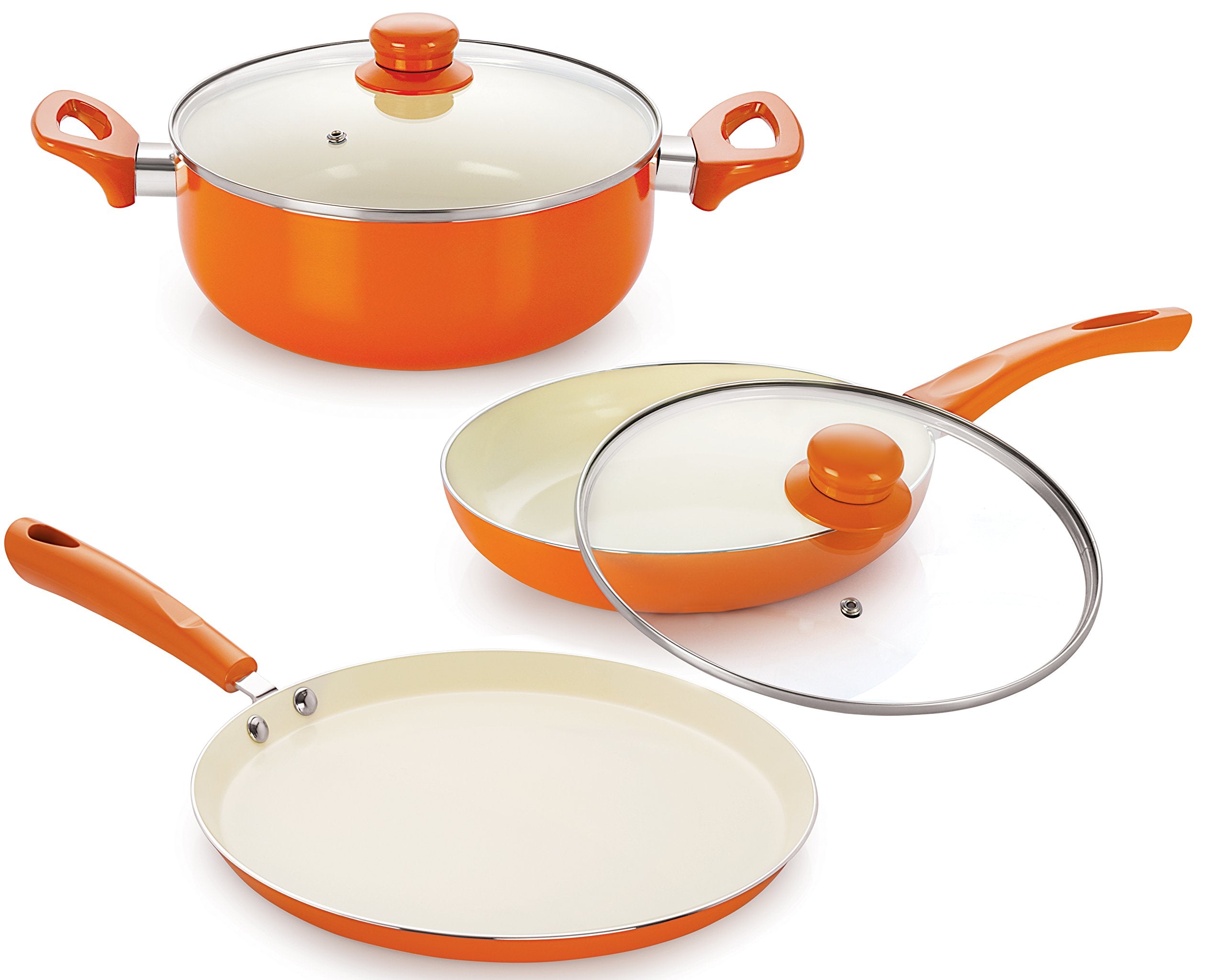 NonStick Aluminium Ceramic Kitchen Cooking Combo Set