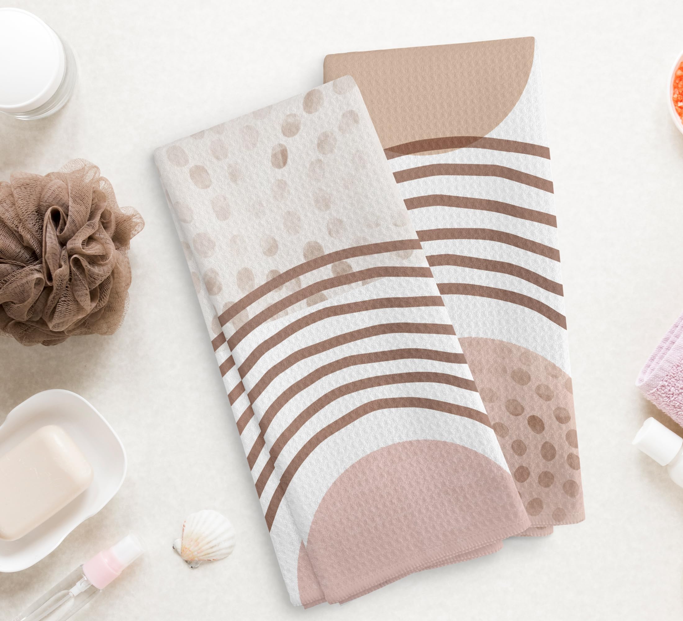 NOQL Boho Pink Kitchen Towels and Dishcloths Set of 2, Absorbent Hand Towels, Drying Cloth Hand Towels Tea Towels for Bathroom K