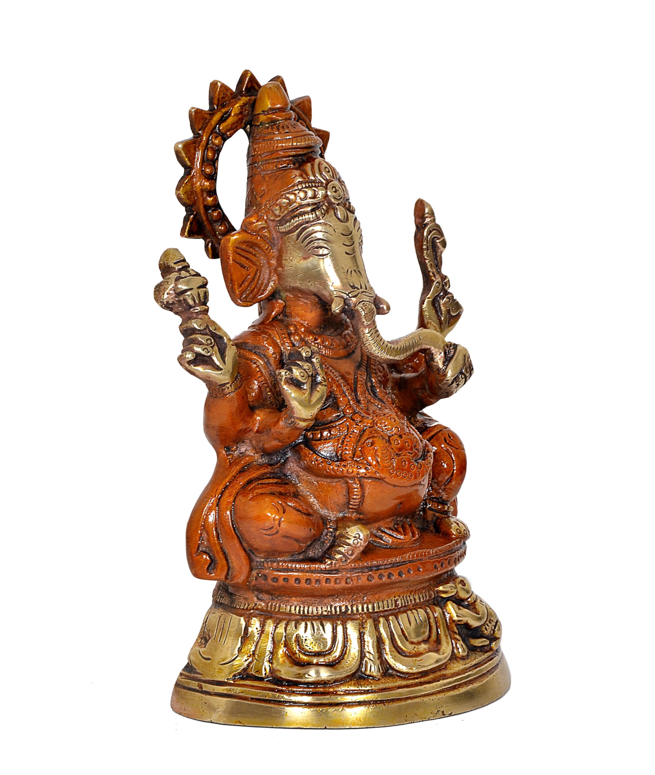 Dattatreya Brass Lord Ganesha Idol Ganesh Statue Sculpture For Home Decor Office Mandir Pooja Decorative Showpiece (Height 7.5 I