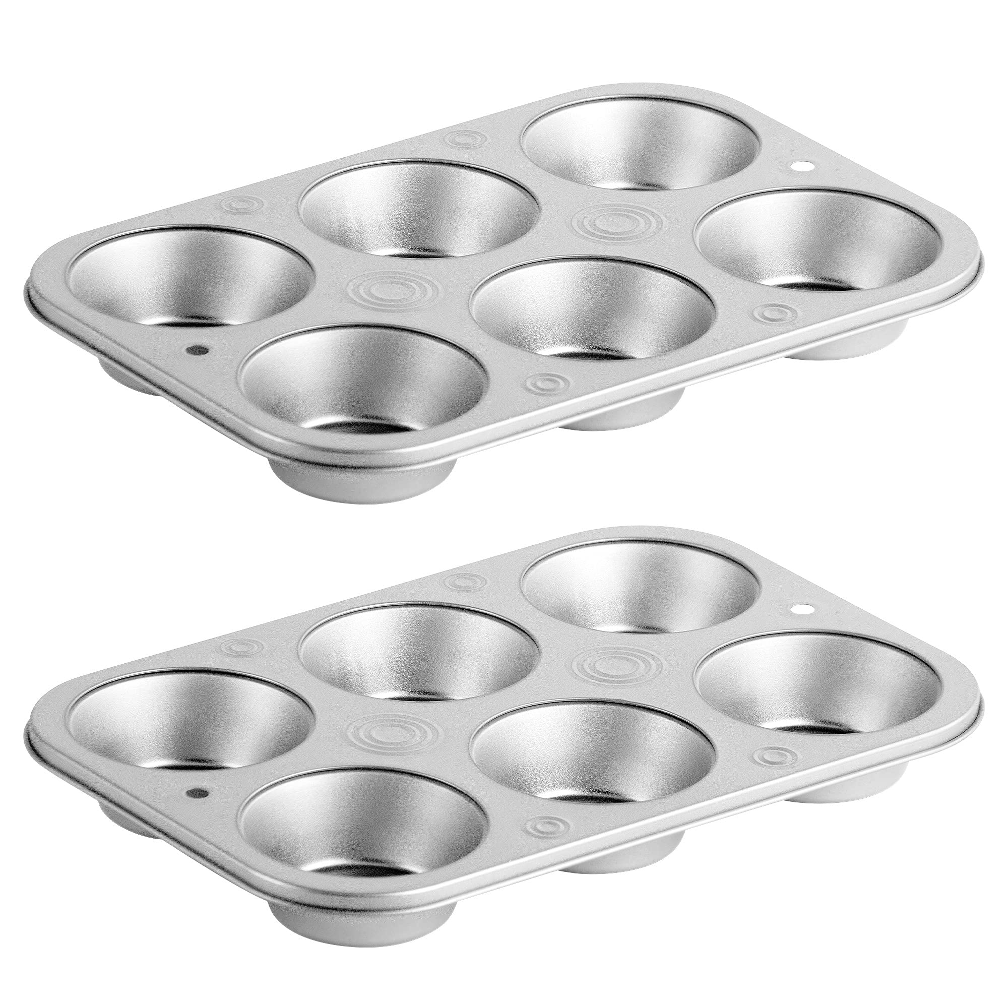 Decorrack 2 Pack Non-Stick Muffin Pans, 6-Cup, Bakeware For Baking Cupcakes (Pack Of 2)