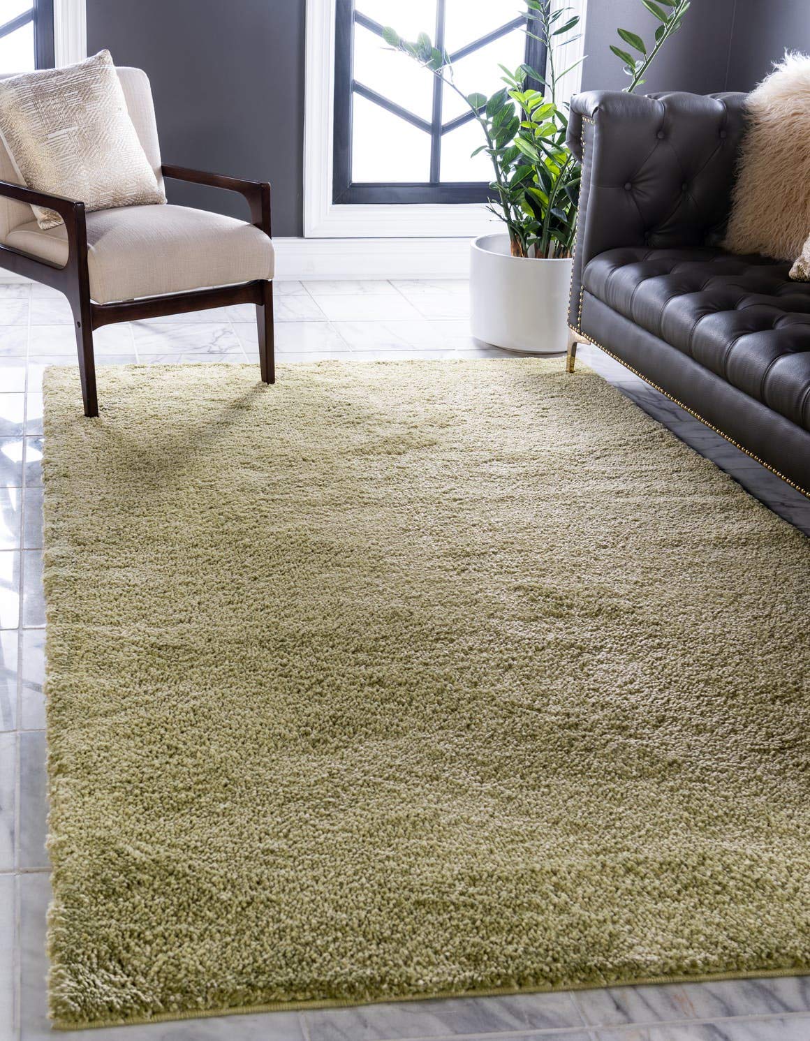 Unique Loom Solo Collection Area Rug - Calabasas (3 3 x 5 3 Rectangle, Light Green)