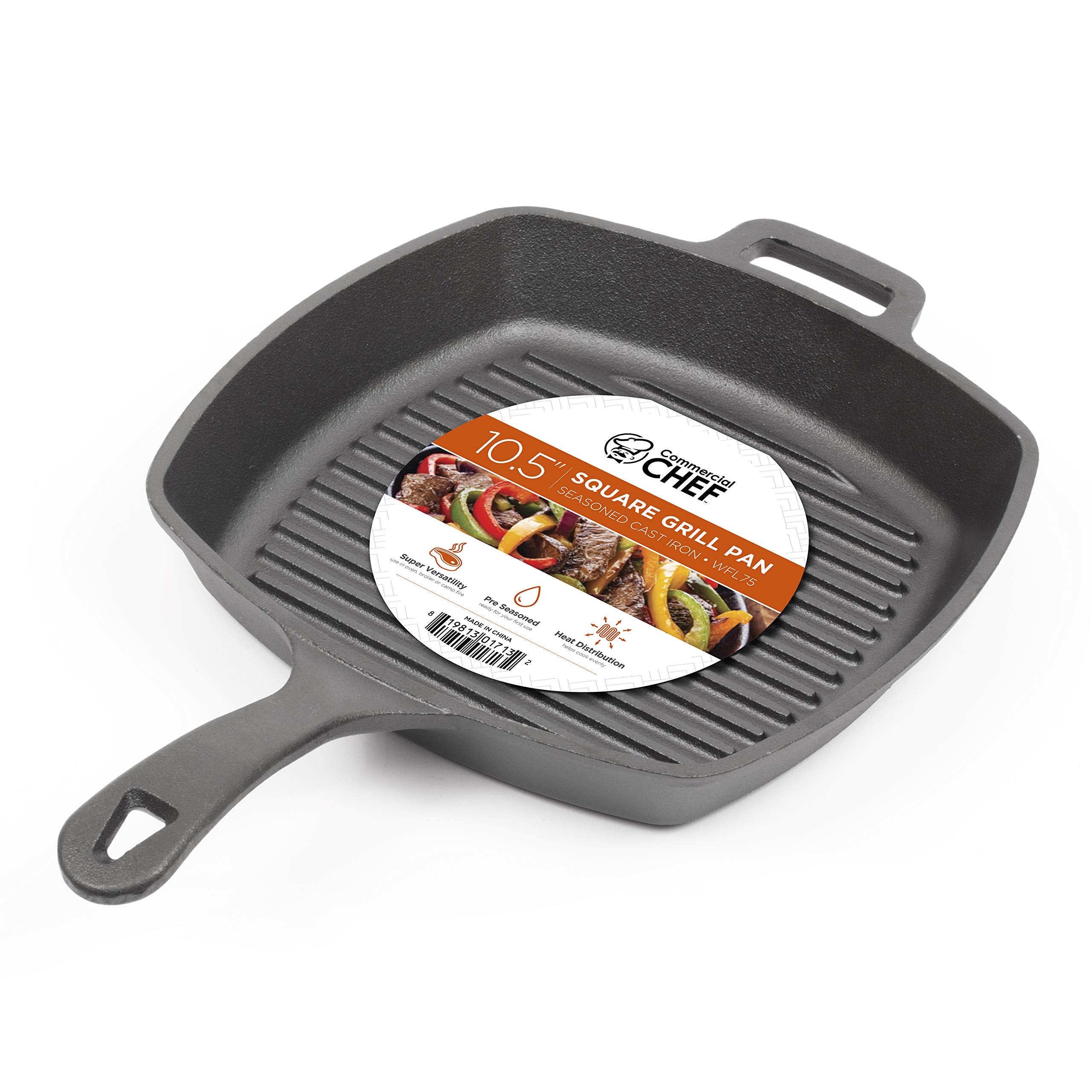 Commercial Chef Cast Iron Skillet, 10.5