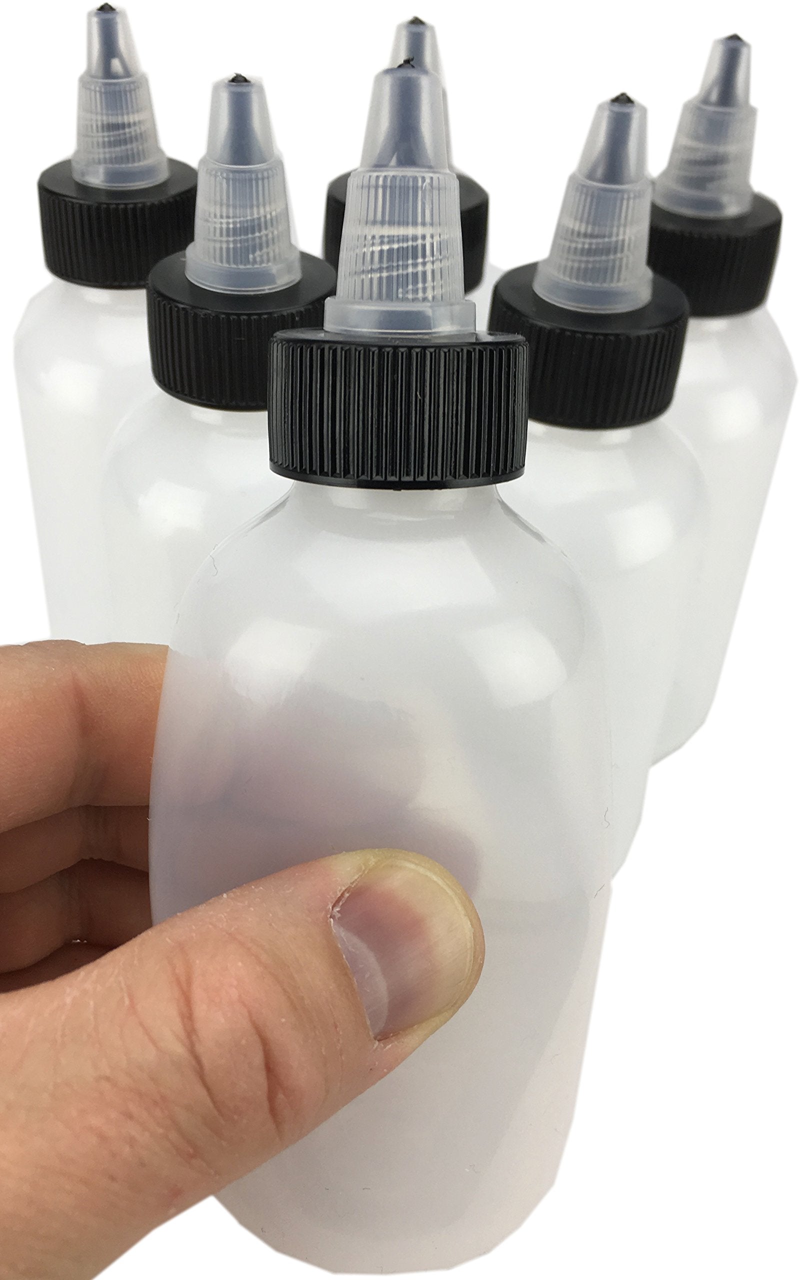 Hobbyland Squeeze Bottles, Ldpe Plastic Bottles, Natural Boston Round Bottles, Black And Natural Twist Caps (4Oz, 24/410 Neck, 6