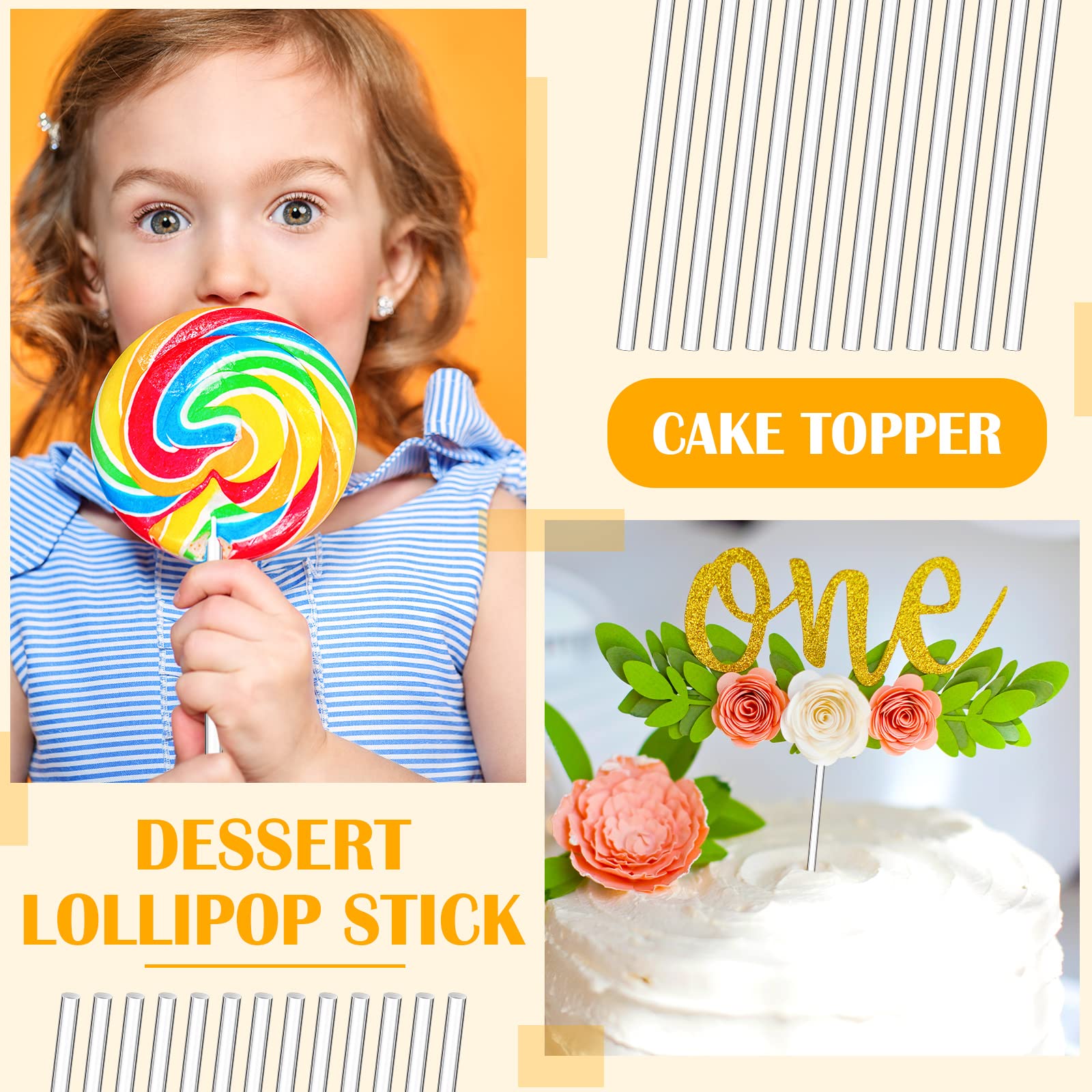 200 Pieces Acrylic Lollipop Sticks Cake Pops Sticks Candy Sticks Treat Sticks For Wedding Halloween Christmas Candy Melt Cake Po