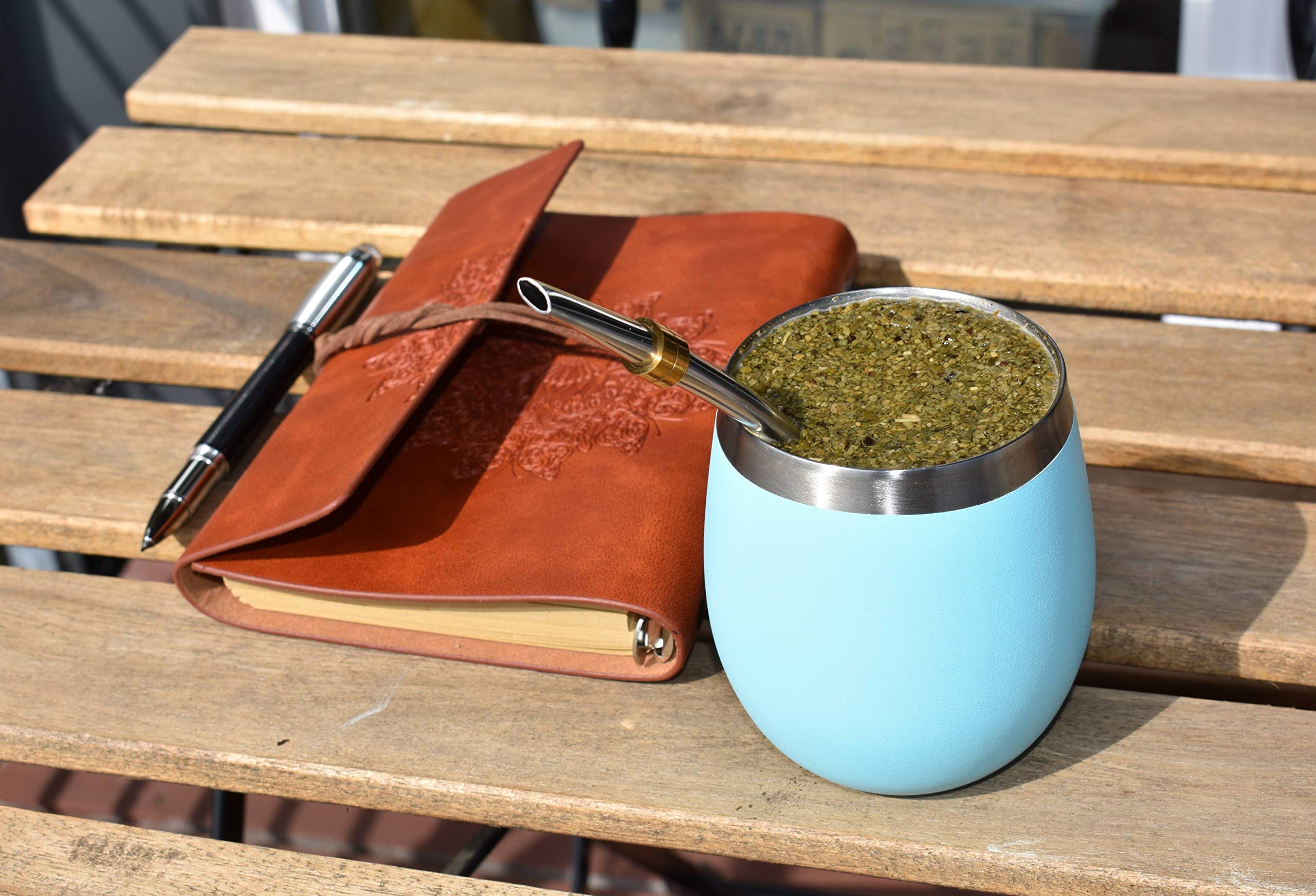 Novomates Yerba Mate Kit Including Double Wall Stainless Steel Mate Tea Cup And Mate Straw - Yerba Mate Cup And Bombilla Mate -