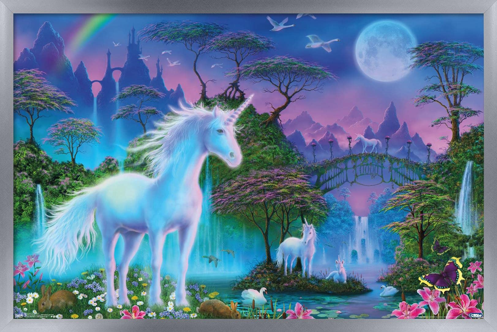 Trends International Unicorn Meadow Wall Poster, 22.375'' X 34'', Silver Framed Version