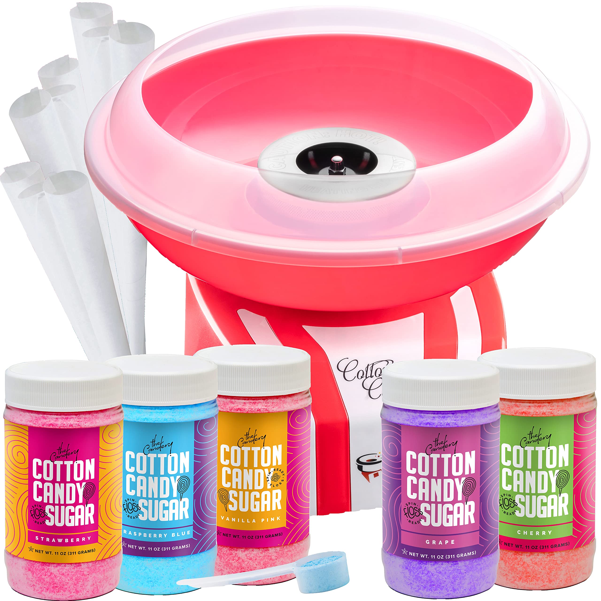 The Candery Cotton Candy Machine And Floss Bundle- Bright, Colorful Style- Sugar Free Candy, Sugar Floss, For Birthday Parties -