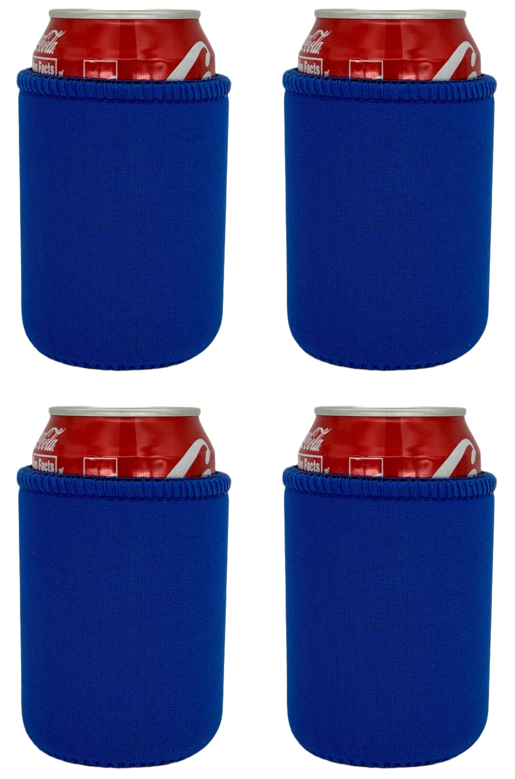 Blank Neoprene Full Bottom Can Coolie (4 Pack  Royal Blue)
