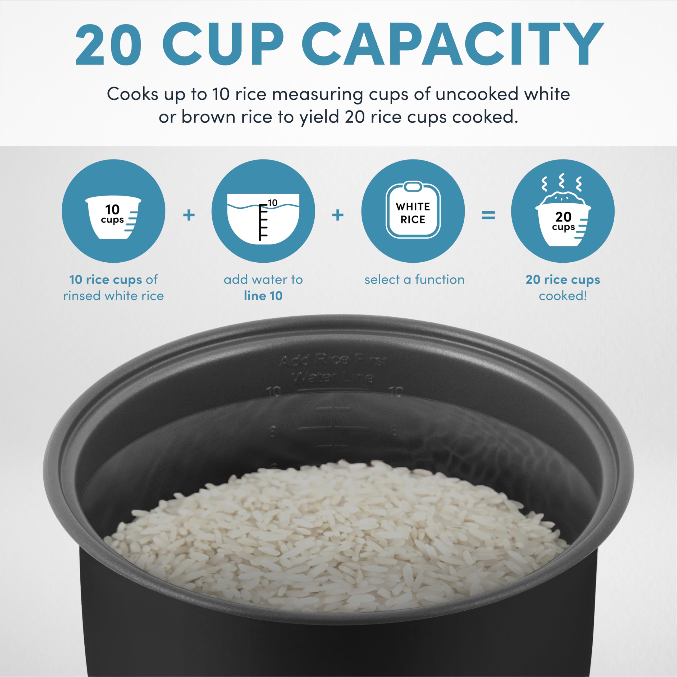 Aroma Housewares Aroma Professional 20-Cup (Cooked) / 5Qt. Digital Rice Cooker, Steamer, And Slow Cooker Pot With 10 Smart Cooki